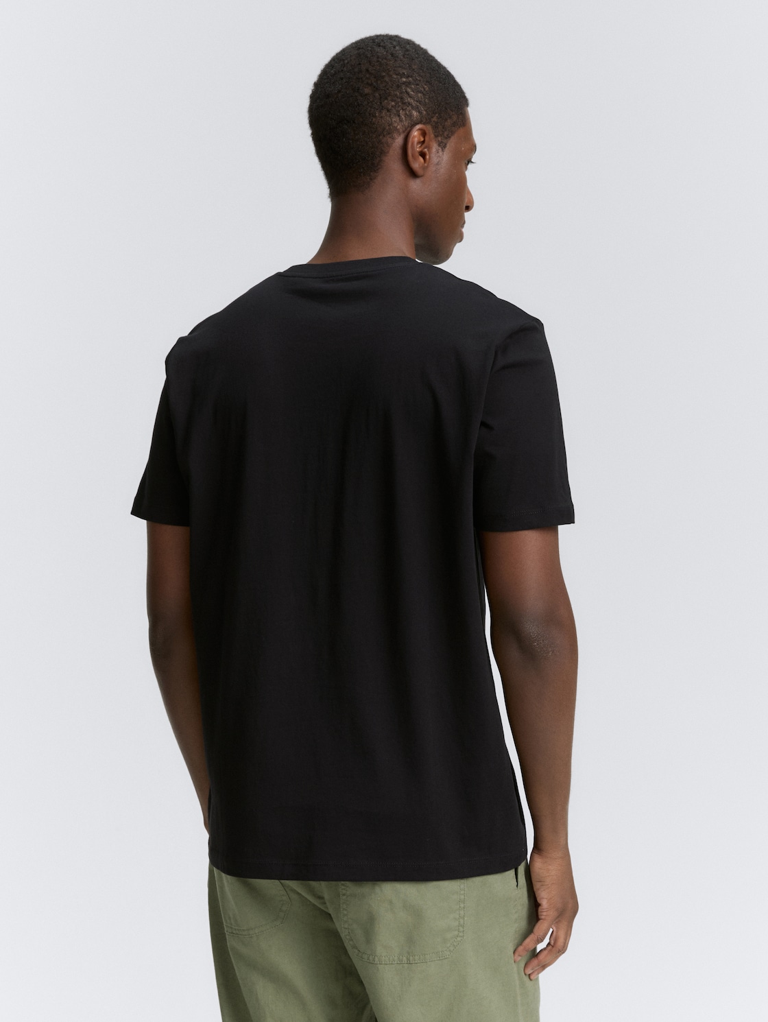 Thumbnail - TOM TAILOR DENIM Herren Basic T-Shirt mit Logo-Print, schwarz, Uni, Gr. L