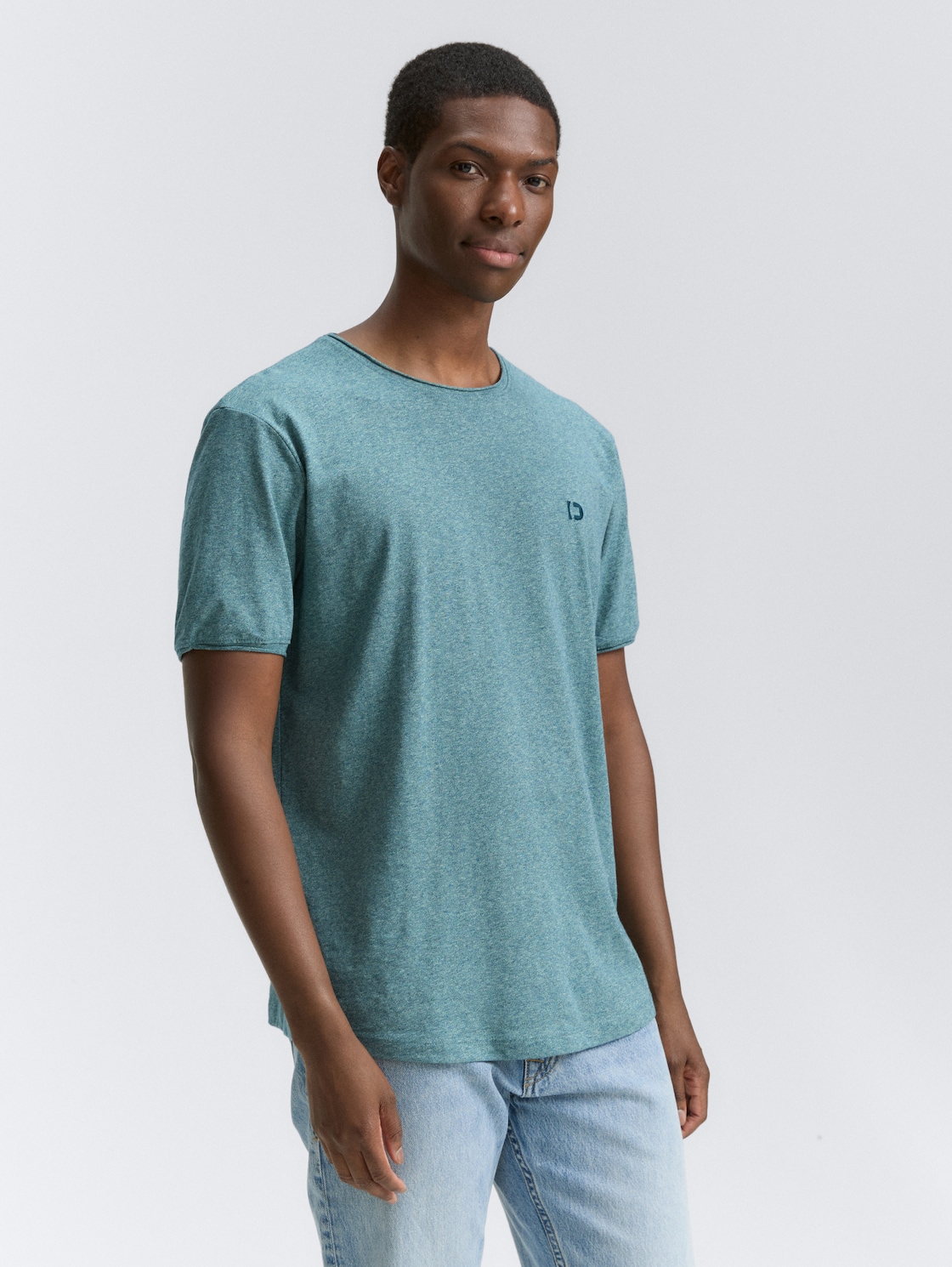 Thumbnail - TOM TAILOR DENIM Herren T-Shirt in Melange Optik, grün, Meliert, Gr. M