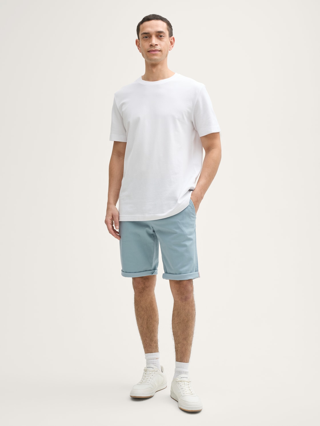 Thumbnail - TOM TAILOR Herren Slim Chino Shorts, grün, Uni, Gr. 36