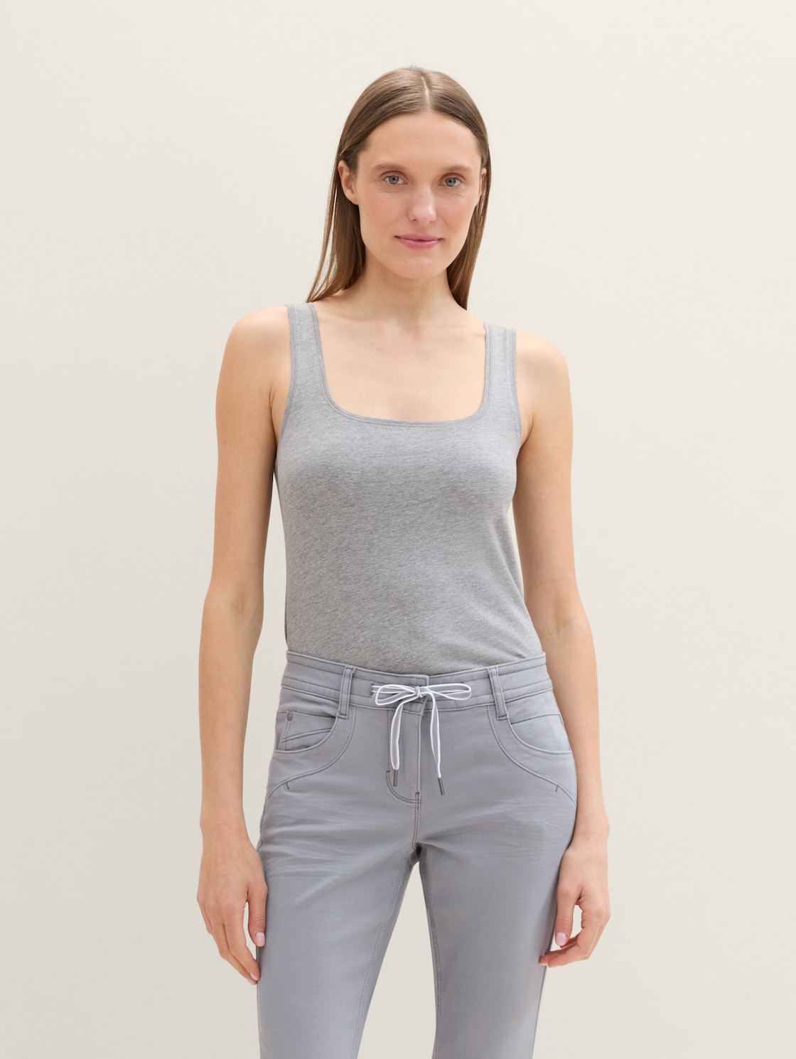 Thumbnail - TOM TAILOR Damen Basic Top im 2er-Pack, grau, Uni, Gr. M
