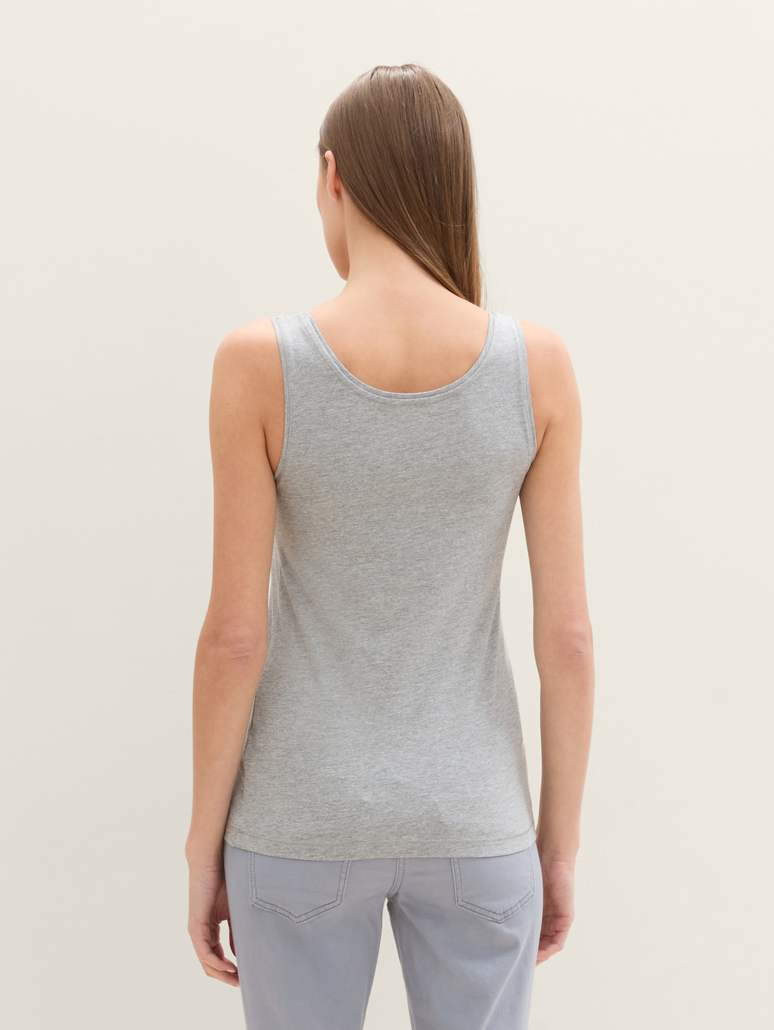 Thumbnail - TOM TAILOR Damen Basic Top im 2er-Pack, grau, Uni, Gr. M