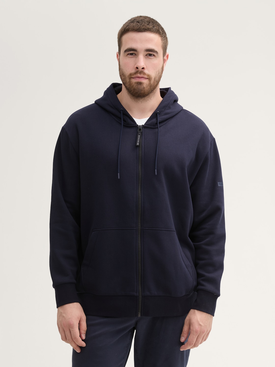 Thumbnail - TOM TAILOR Herren Plus Size - Basic Sweatjacke, blau, Uni, Gr. 3XL
