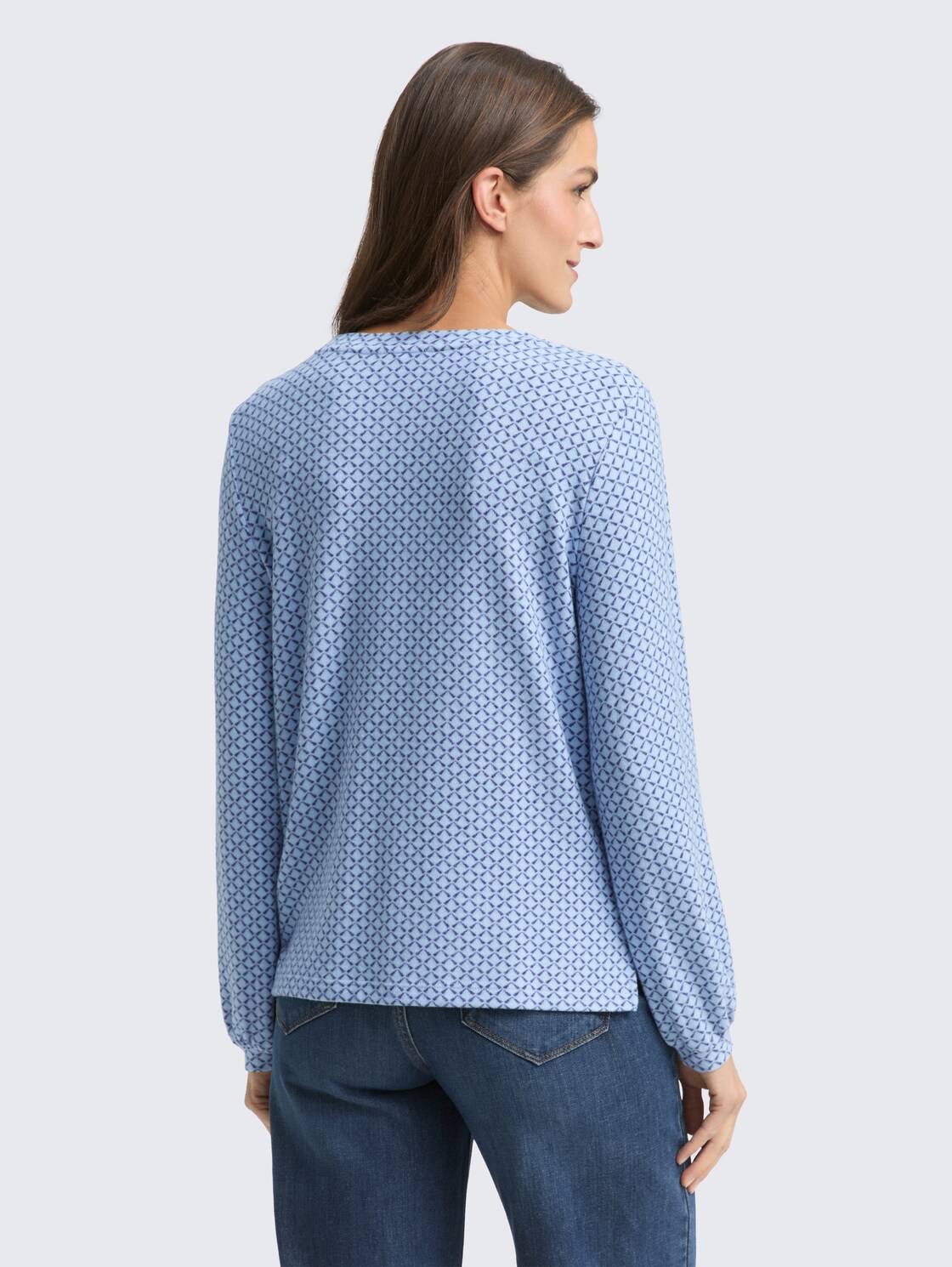 Thumbnail - TOM TAILOR Damen Langarmshirt mit Muster, blau, Gemustert, Gr. M