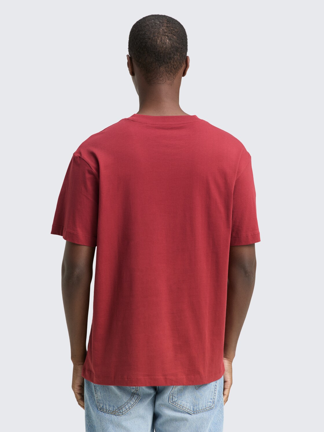 Thumbnail - TOM TAILOR DENIM Herren Relaxed Fit T-Shirt aus Baumwolle, rot, Uni, Gr. M