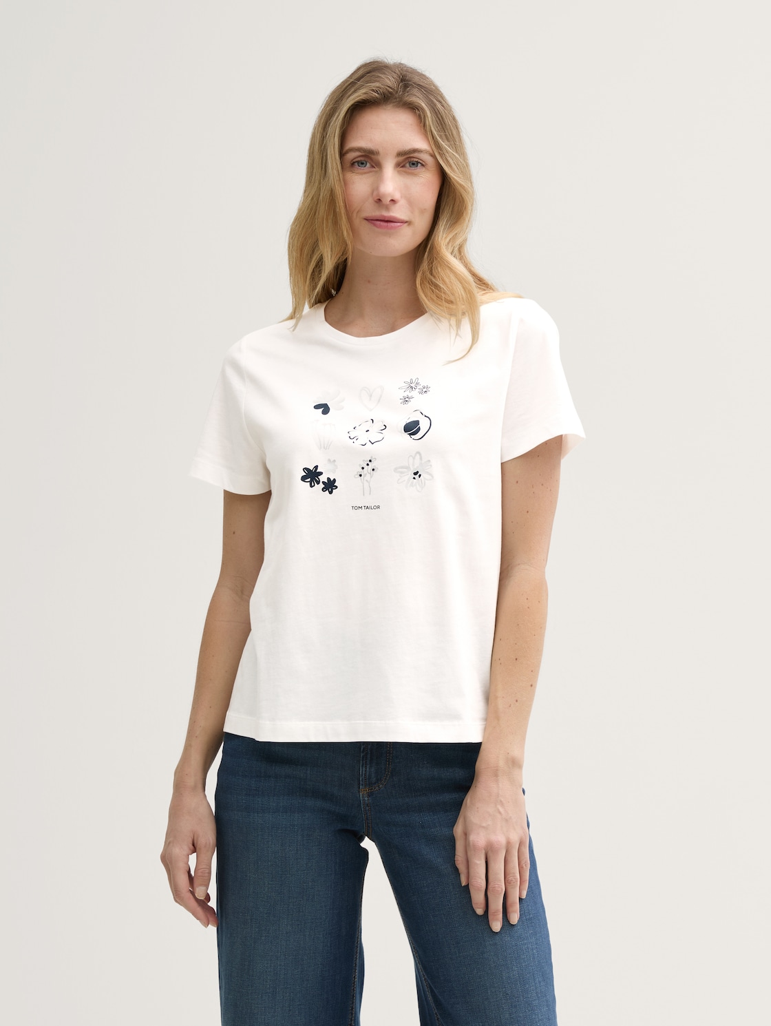 Thumbnail - TOM TAILOR Damen T-Shirt mit Print, weiß, Uni, Gr. XS