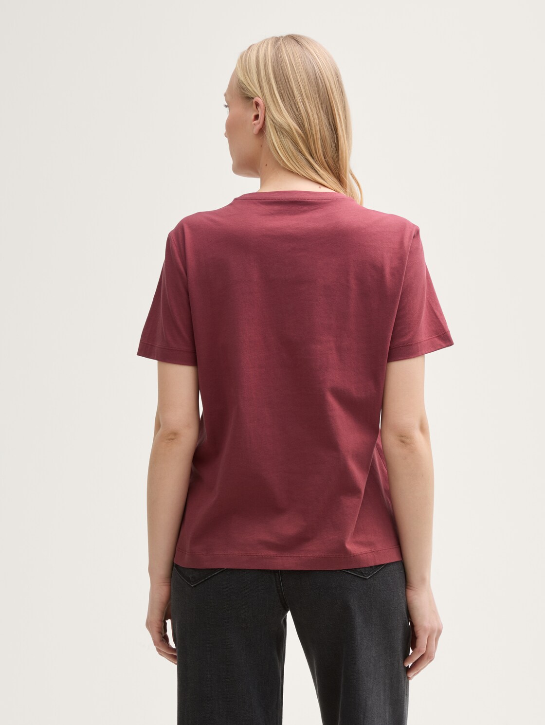 Thumbnail - TOM TAILOR Damen T-Shirt mit Print, rot, Uni, Gr. S
