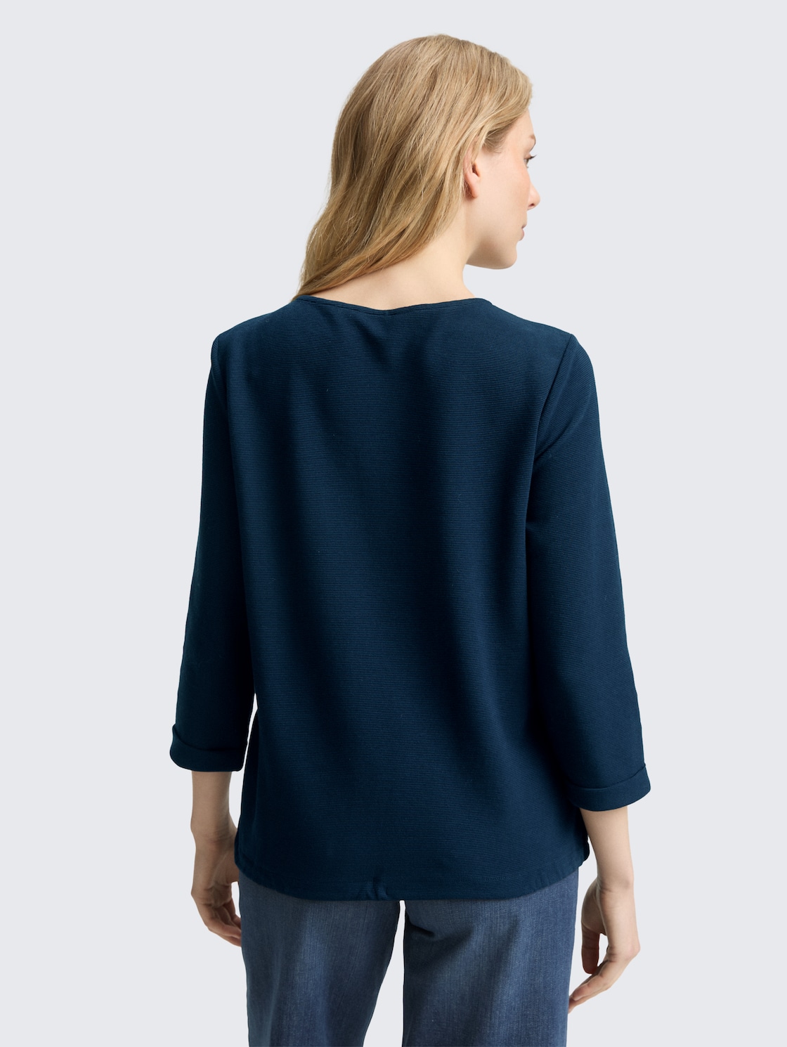 Thumbnail - TOM TAILOR Damen Langarmshirt mit Knopf-Details, blau, Uni, Gr. M
