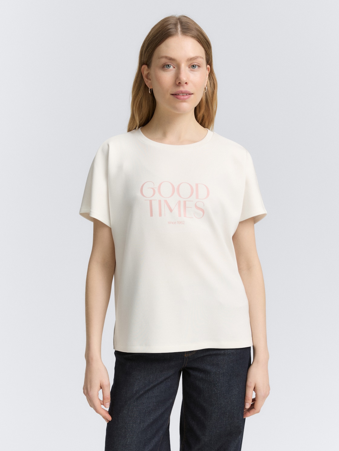 Thumbnail - TOM TAILOR Damen Loose Fit T-Shirt mit Print, weiß, Uni, Gr. M