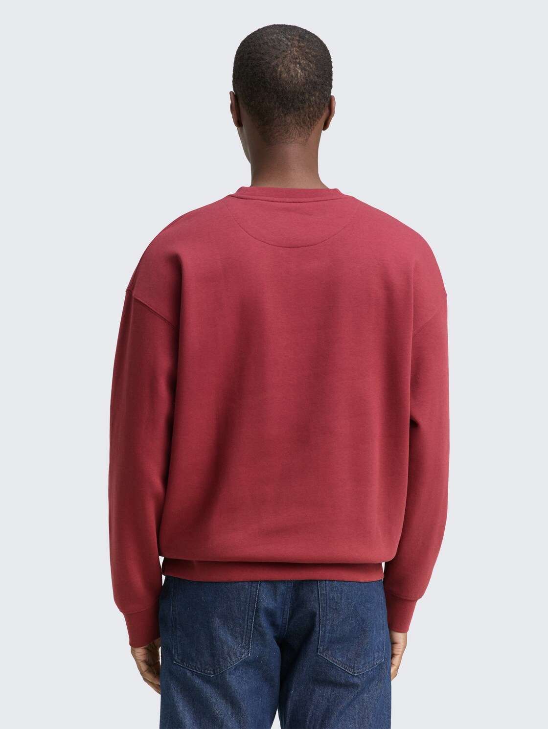 Thumbnail - TOM TAILOR DENIM Herren Relaxed Sweatshirt mit Logo-Print, rot, Uni, Gr. L