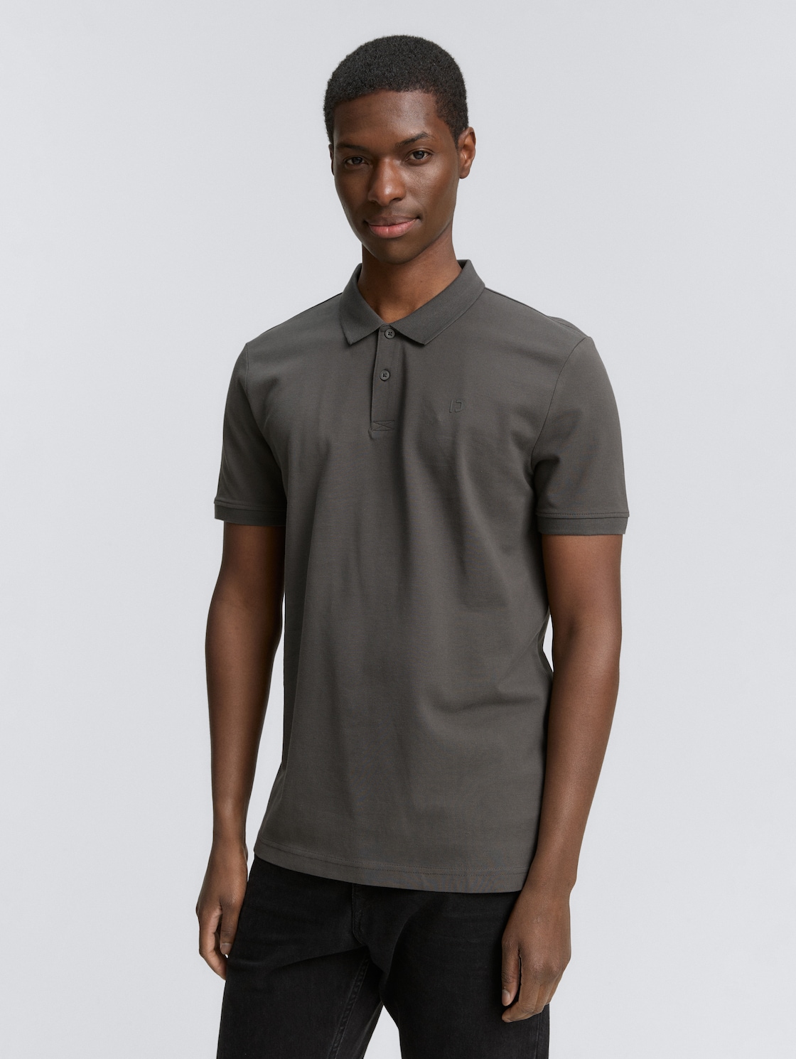 Thumbnail - TOM TAILOR DENIM Herren Piqué Poloshirt aus Baumwolle, grau, Uni, Gr. L