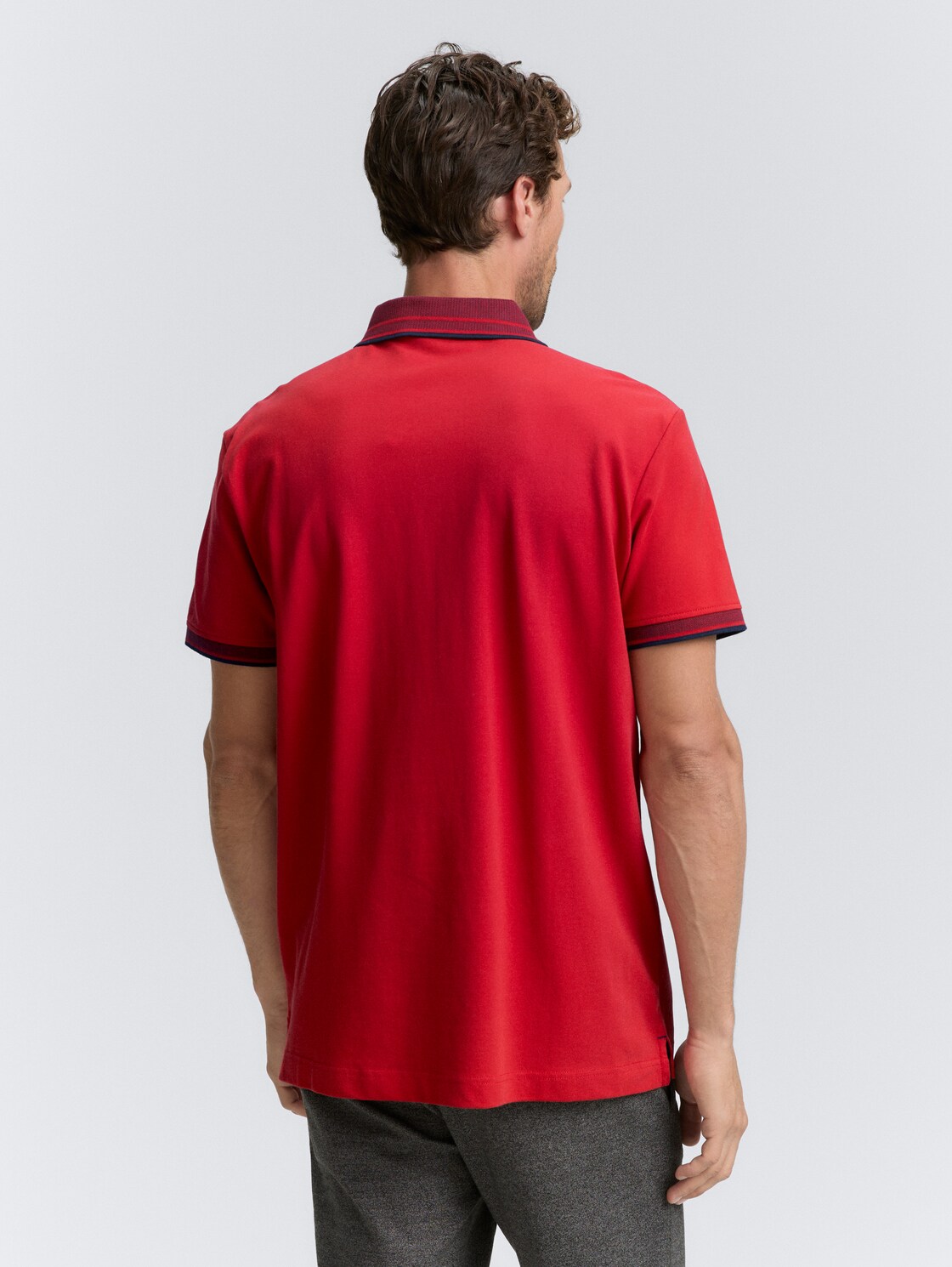 Thumbnail - TOM TAILOR Herren Piqué Poloshirt mit Stretch, rot, Uni, Gr. L