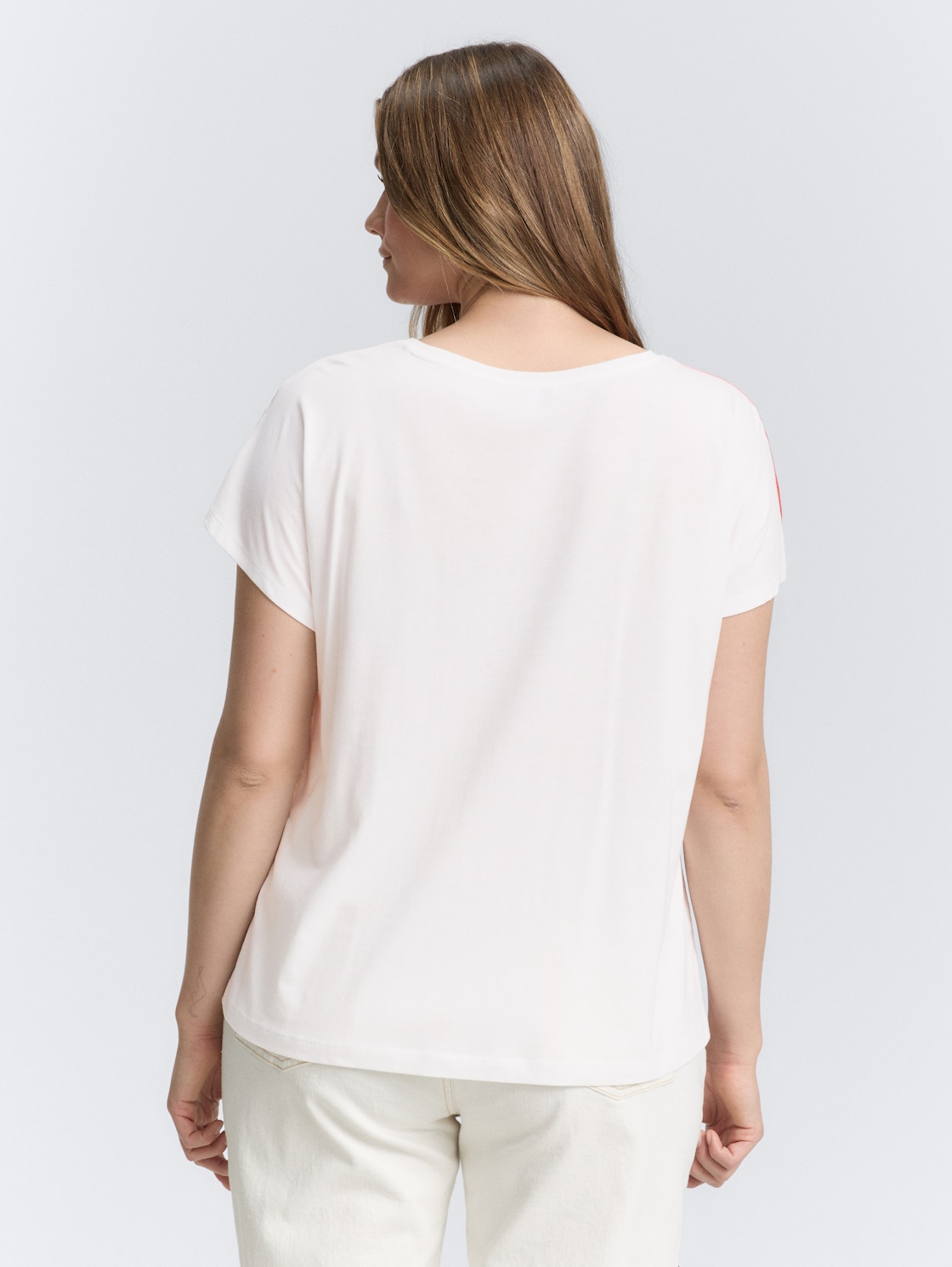 Thumbnail - TOM TAILOR Damen Plus Size - T-Shirt im Material-Mix, rot, Gemustert, Gr. 48