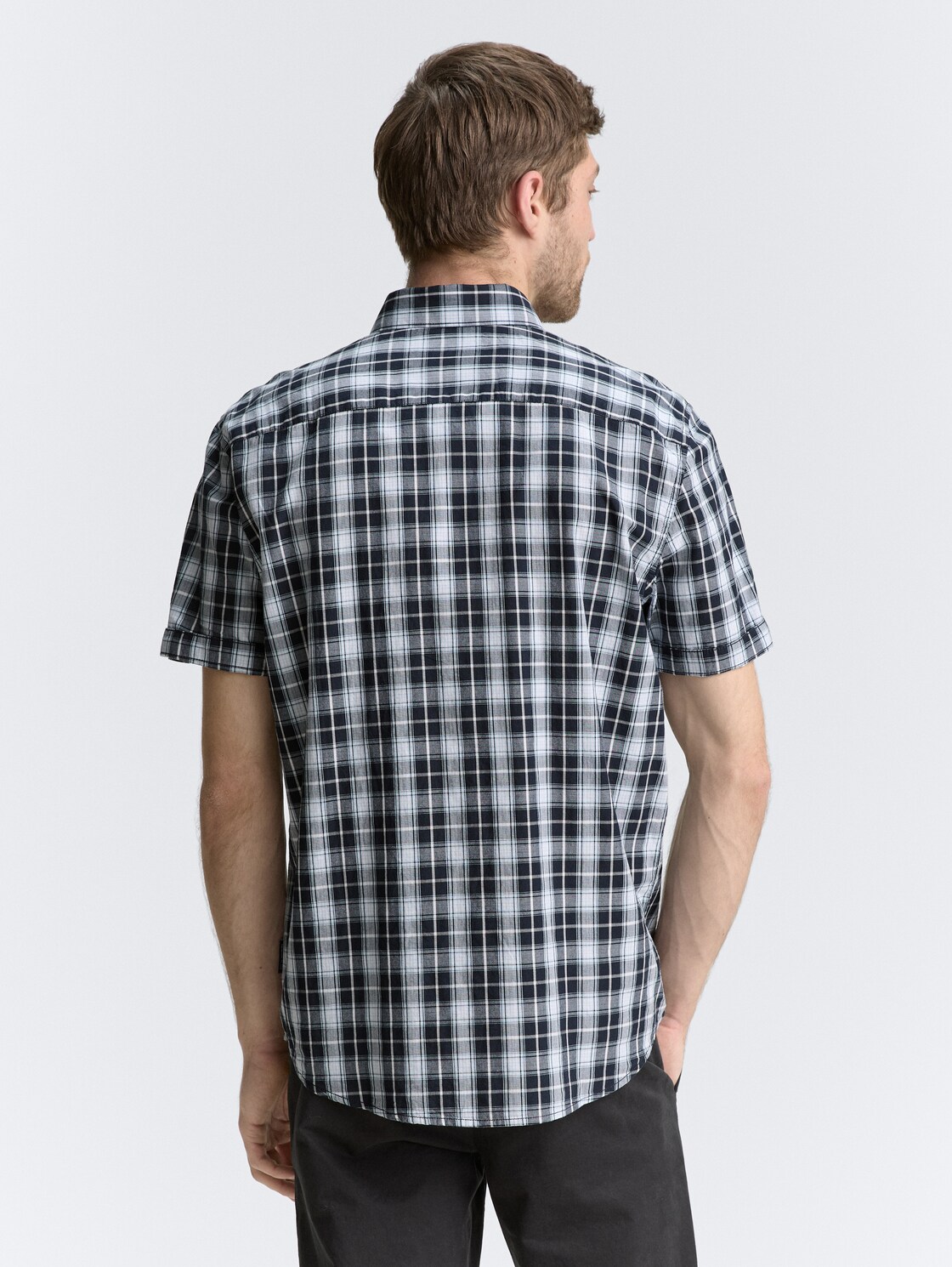 Thumbnail - TOM TAILOR Herren Regular Fit Kurzarmhemd mit Karomuster, blau, Kariert, Gr. L