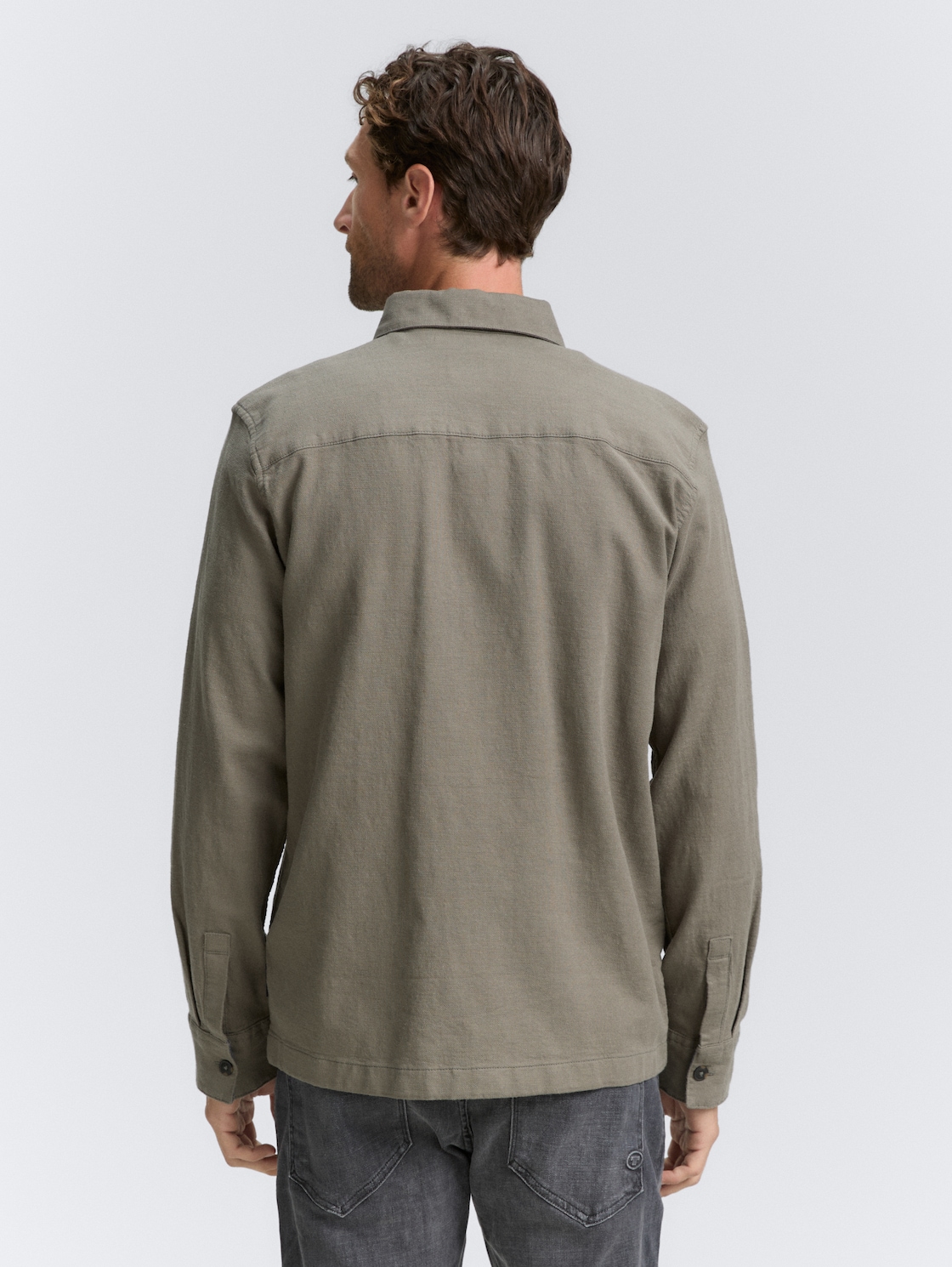 Thumbnail - TOM TAILOR Herren Overshirt Hemd mit Brusttaschen, grün, Uni, Gr. XXXL