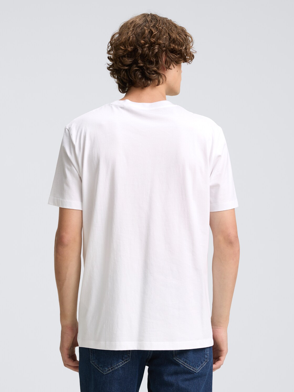 Thumbnail - TOM TAILOR DENIM Herren T-Shirt mit Foto-Print, weiß, Uni, Gr. XXL