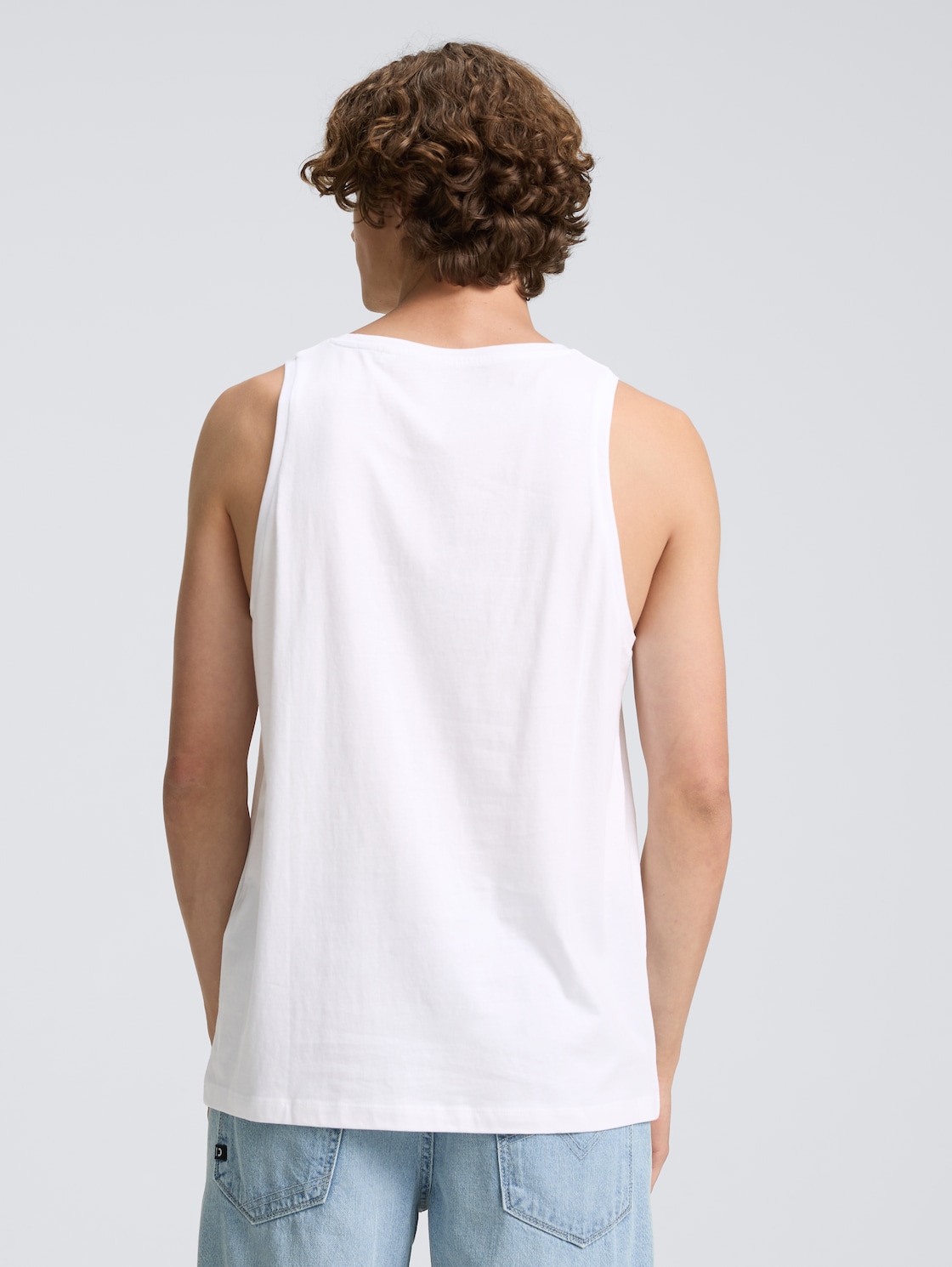 Thumbnail - TOM TAILOR DENIM Herren Tanktop mit Print, weiß, Uni, Gr. XS
