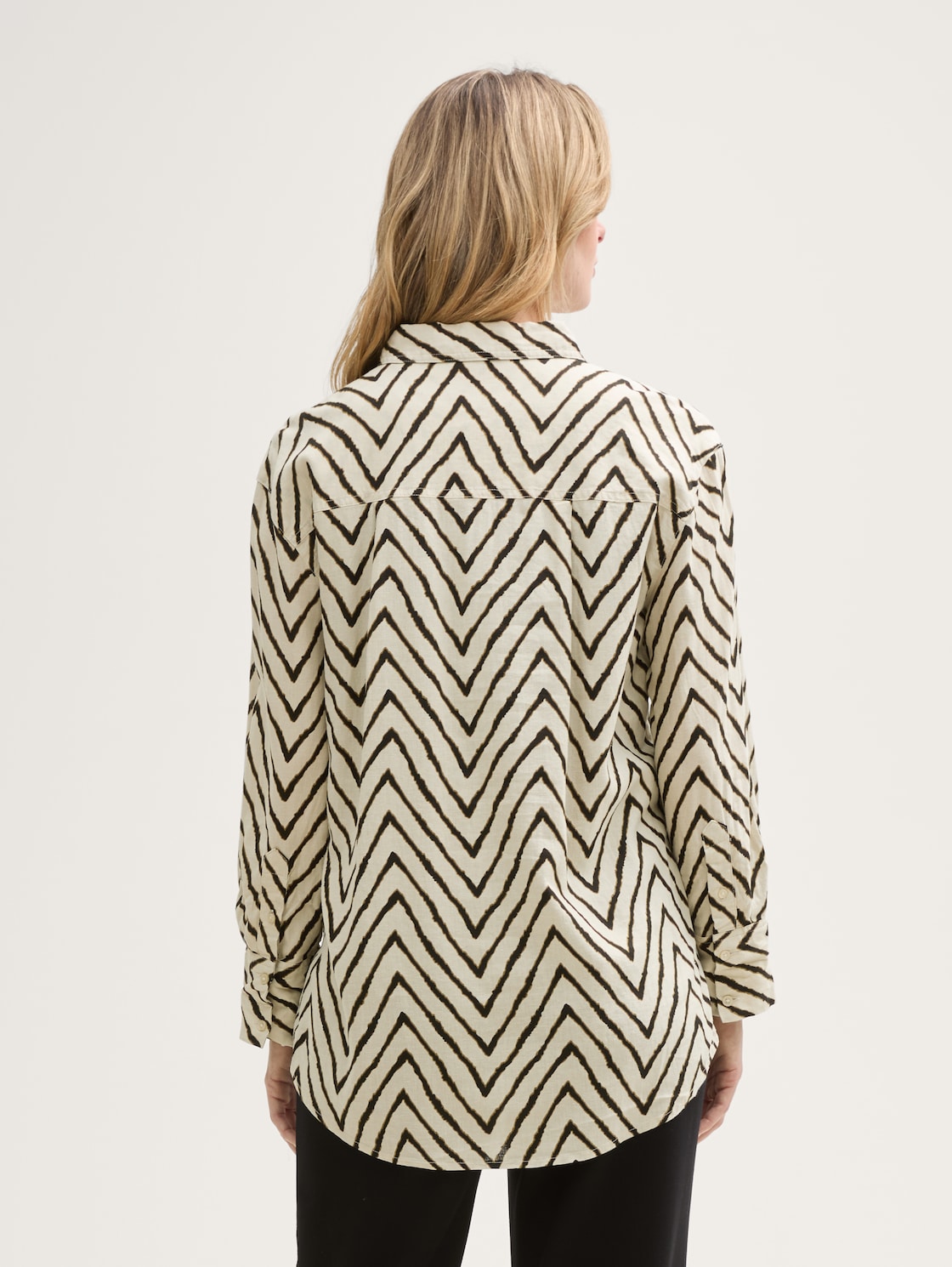 Thumbnail - TOM TAILOR Damen Oversize Bluse mit Leinenanteil, beige, Gemustert, Gr. 36