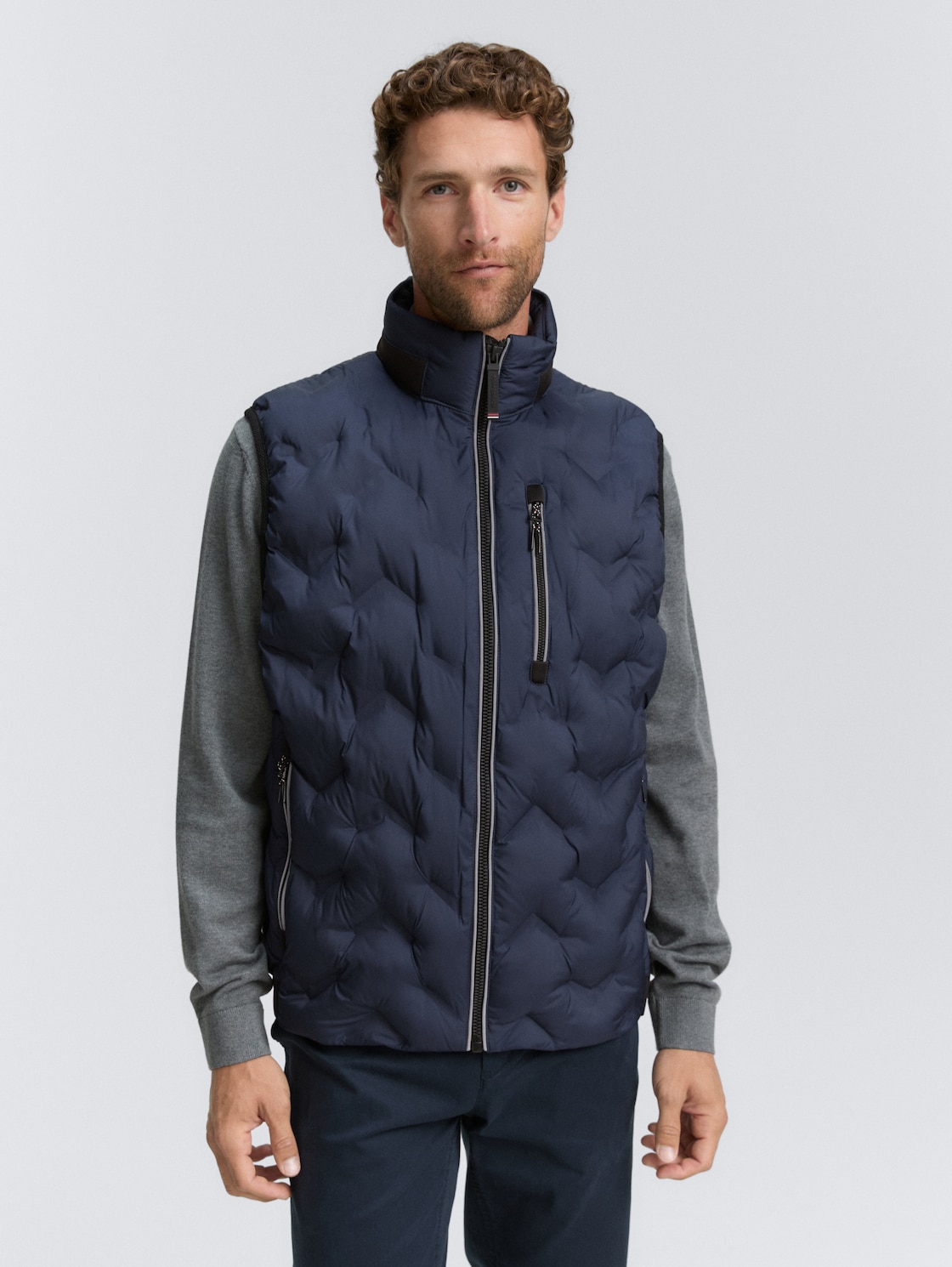 Thumbnail - TOM TAILOR Herren Hybrid Lightweight Steppweste, blau, Uni, Gr. S