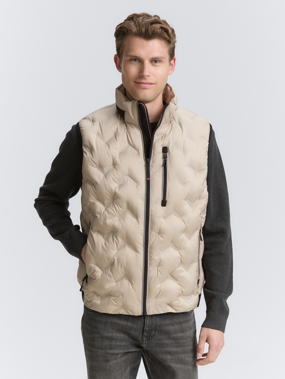 Thumbnail - TOM TAILOR Herren Hybrid Lightweight Steppweste, braun, Uni, Gr. L
