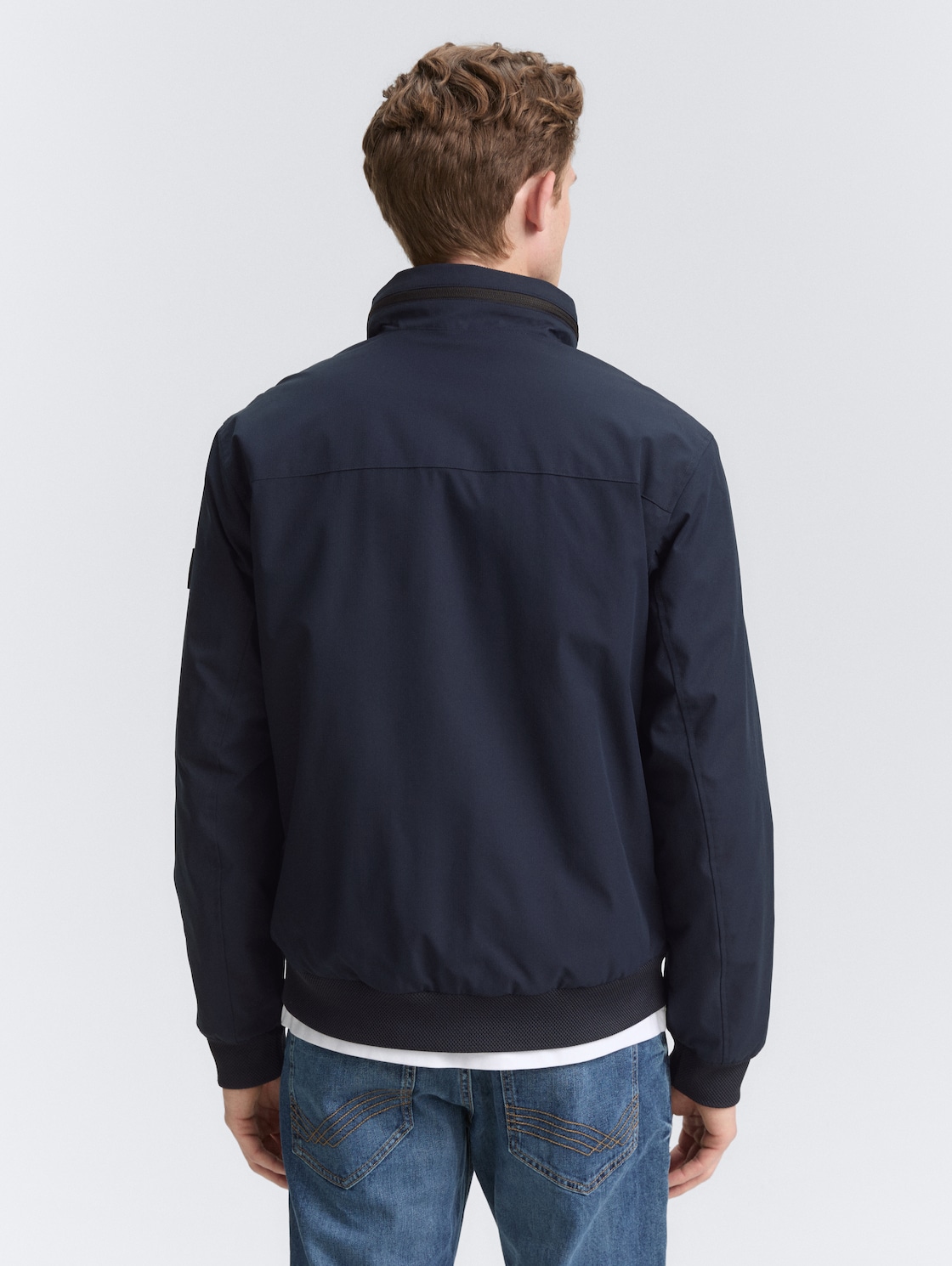 Thumbnail - TOM TAILOR Herren Blouson Jacke mit verstaubarer Kapuze, blau, Uni, Gr. XXXL
