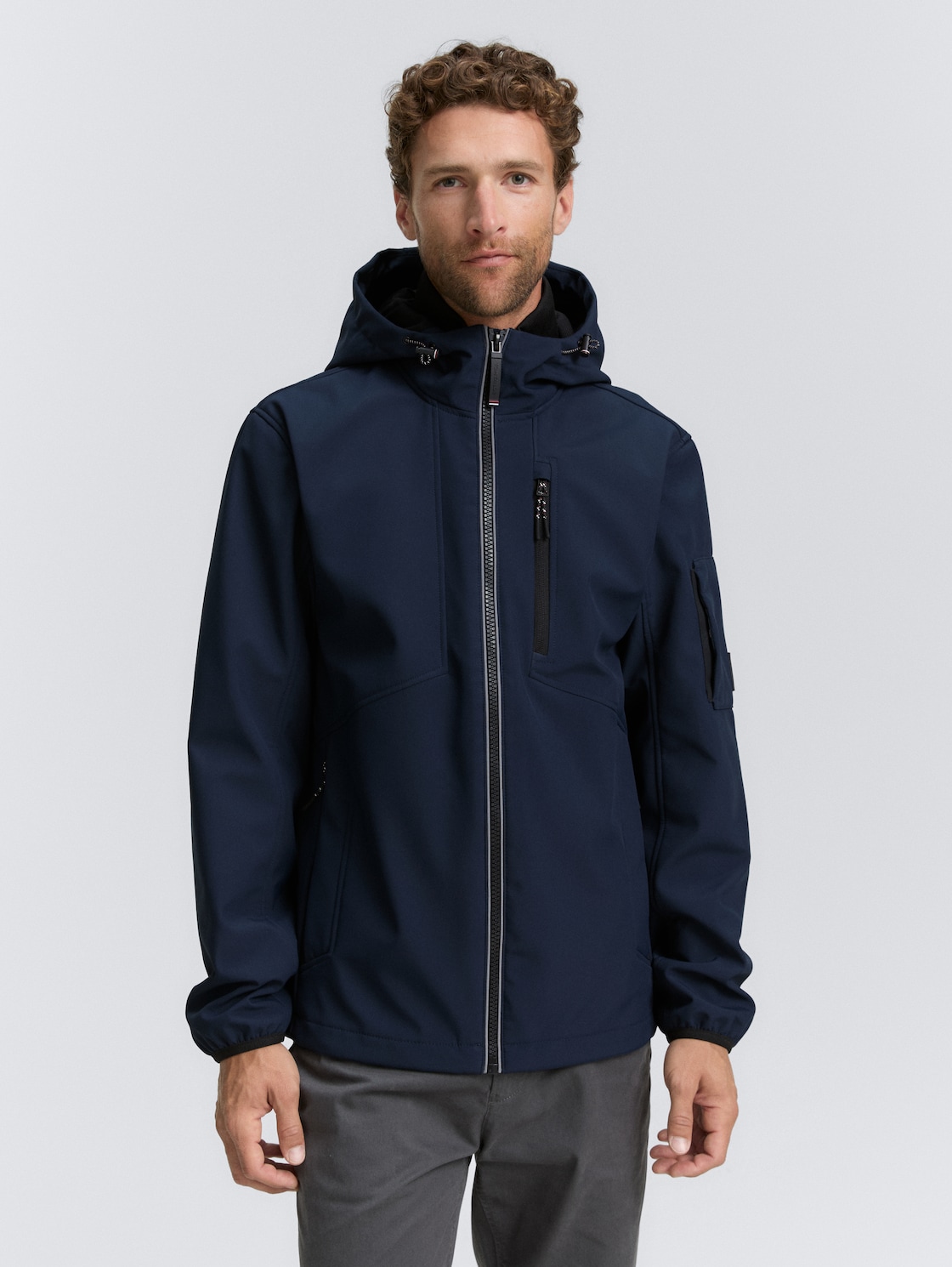 Thumbnail - TOM TAILOR Herren Softshell Jacke mit Kapuze, blau, Uni, Gr. M