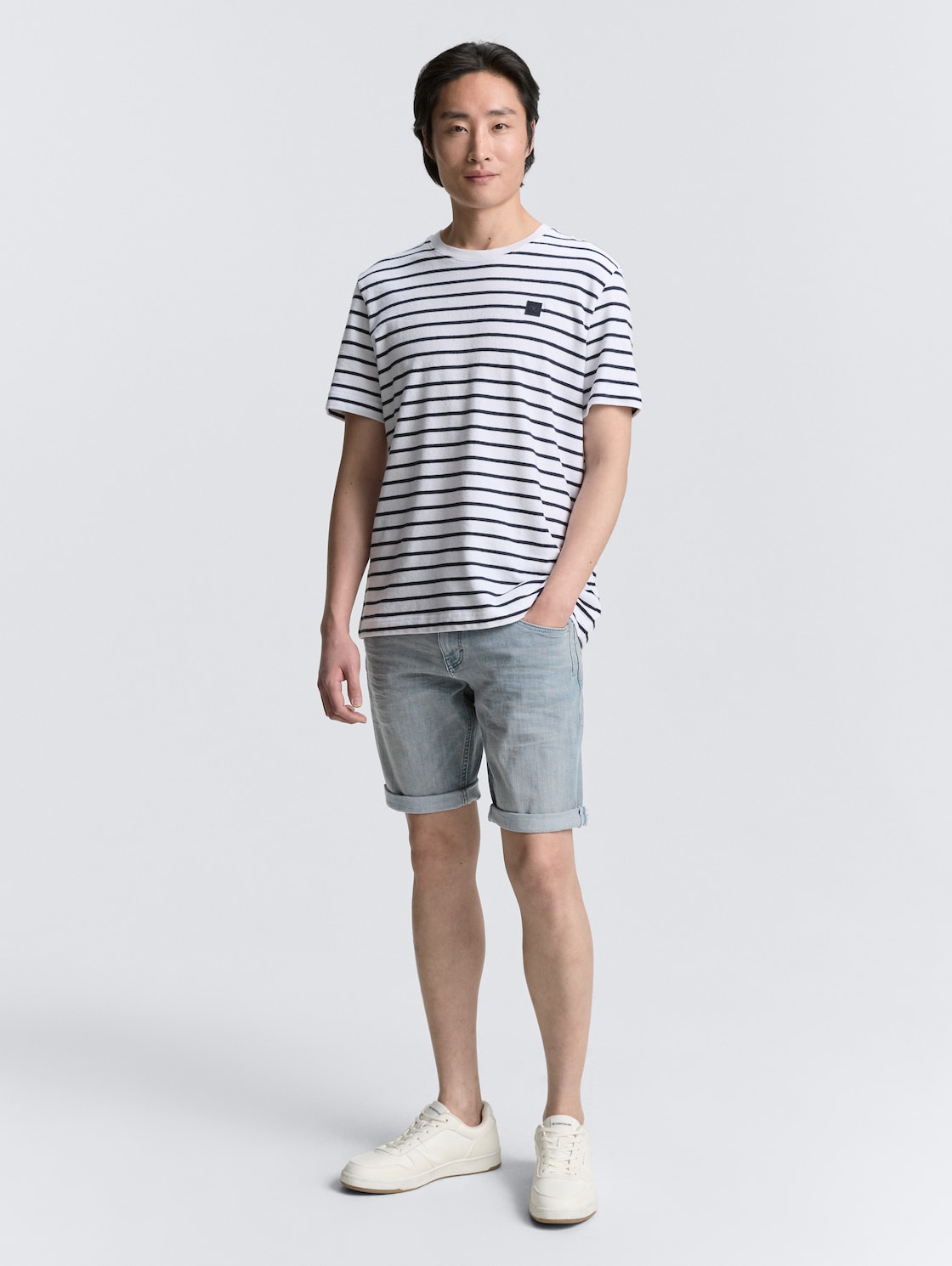 Thumbnail - TOM TAILOR Herren TTJOSH REGULAR SLIM Jeans Shorts mit Stretch, blau, Uni, Gr. 36