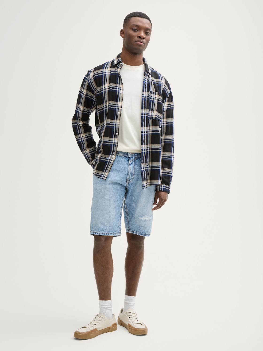 Thumbnail - TOM TAILOR DENIM Herren TTPIERS Slim Destroyed Jeans Shorts, blau, Uni, Gr. XXL