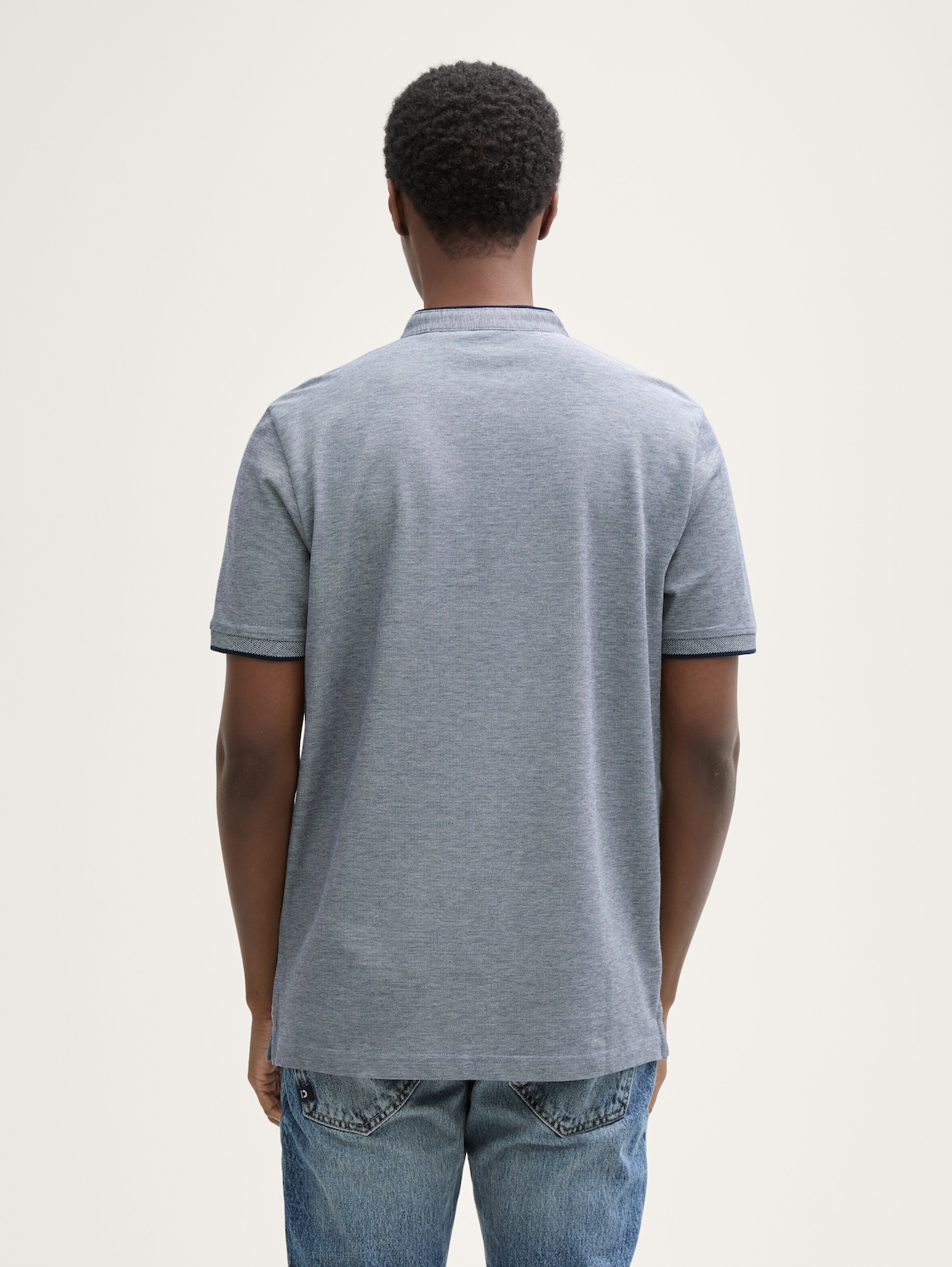 Thumbnail - TOM TAILOR DENIM Herren Piqué Poloshirt mit Stehkragen, blau, Uni, Gr. M