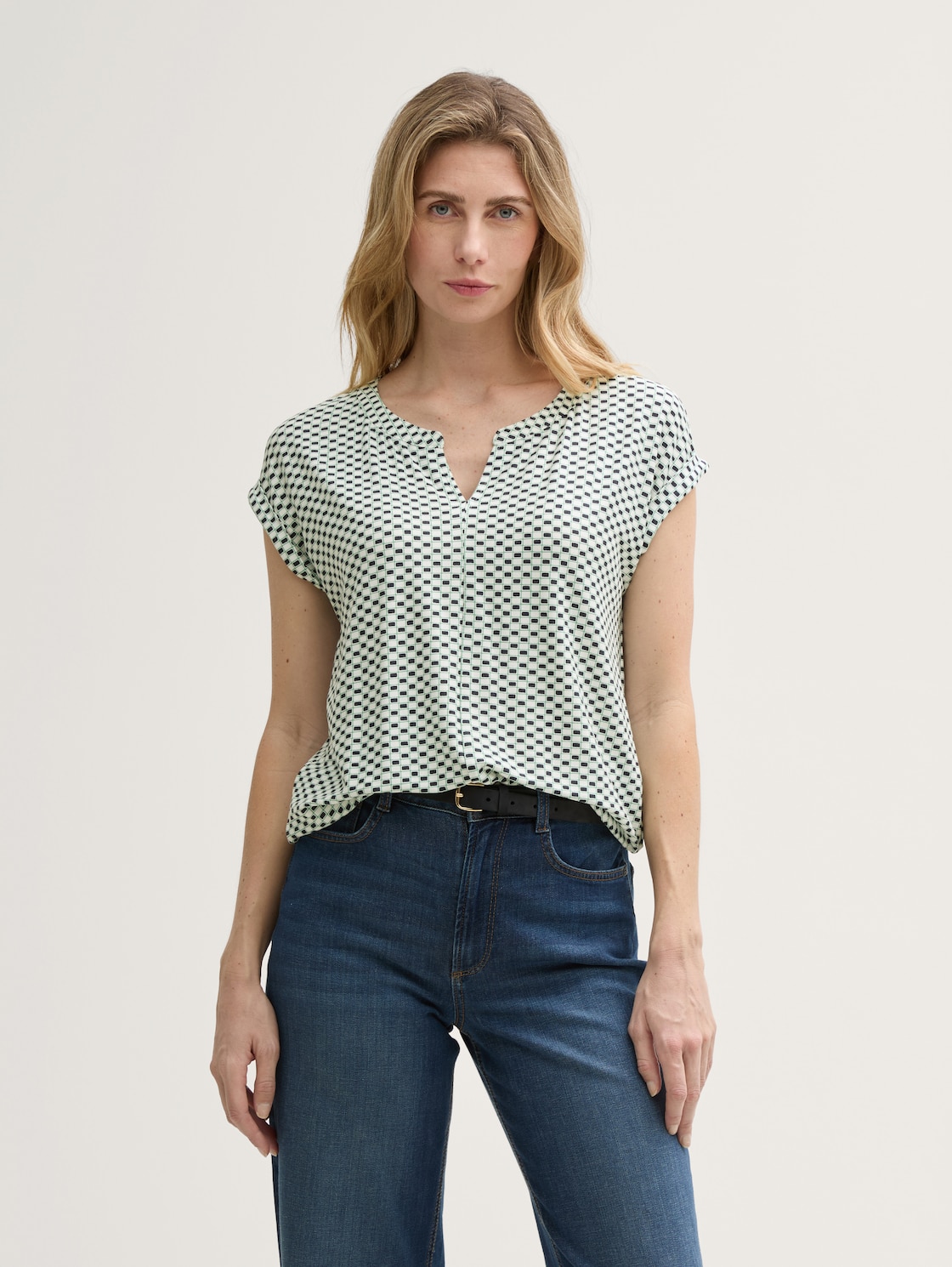 Thumbnail - TOM TAILOR Damen T-Shirt mit Muster, grün, Gemustert, Gr. S