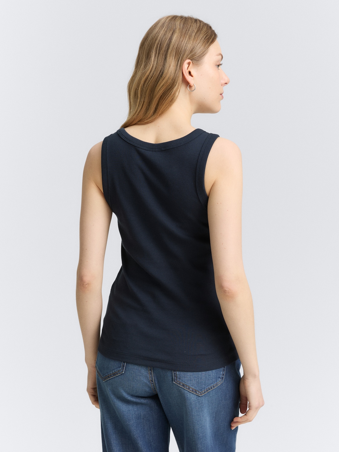 Thumbnail - TOM TAILOR Damen Top mit Rippstruktur, blau, Uni, Gr. XL