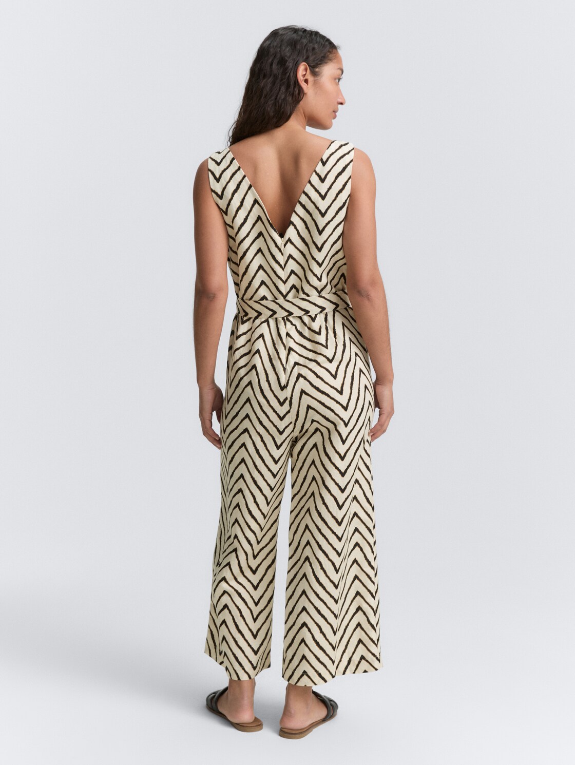 Thumbnail - TOM TAILOR Damen Jumpsuit mit Leinenanteil, beige, Gemustert, Gr. 44