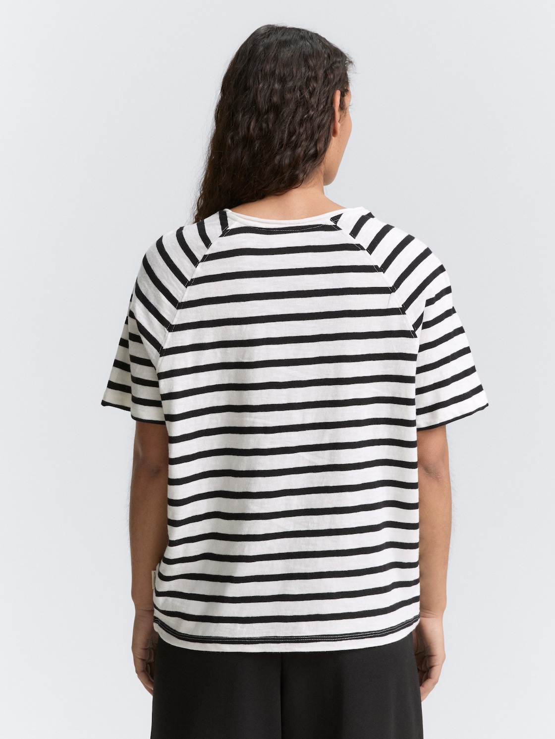 Thumbnail - TOM TAILOR Damen Raglan T-Shirt mit Streifenmuster, schwarz, Gemustert, Gr. L