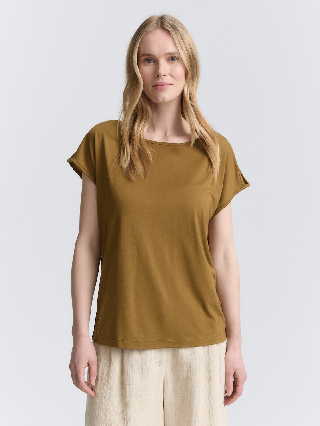 Thumbnail - TOM TAILOR Damen T-Shirt mit Cut-Outs, grün, Uni, Gr. XS
