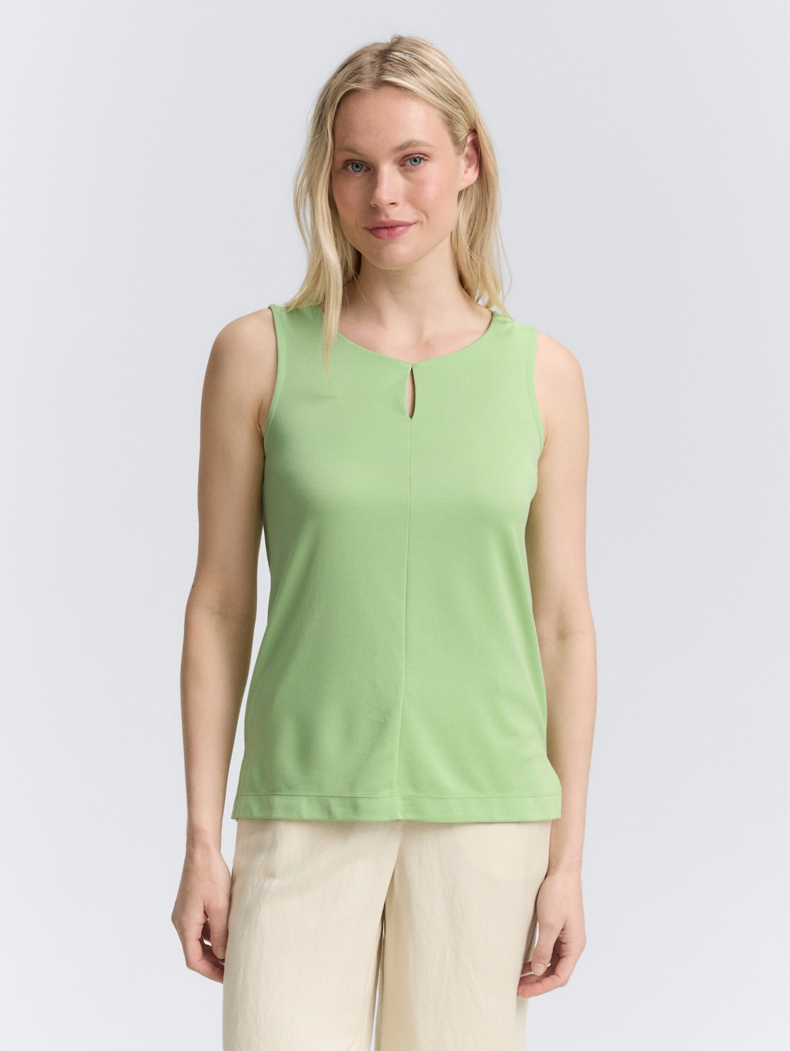 Thumbnail - TOM TAILOR Damen Top mit Cut-Out-Detail, grün, Uni, Gr. L