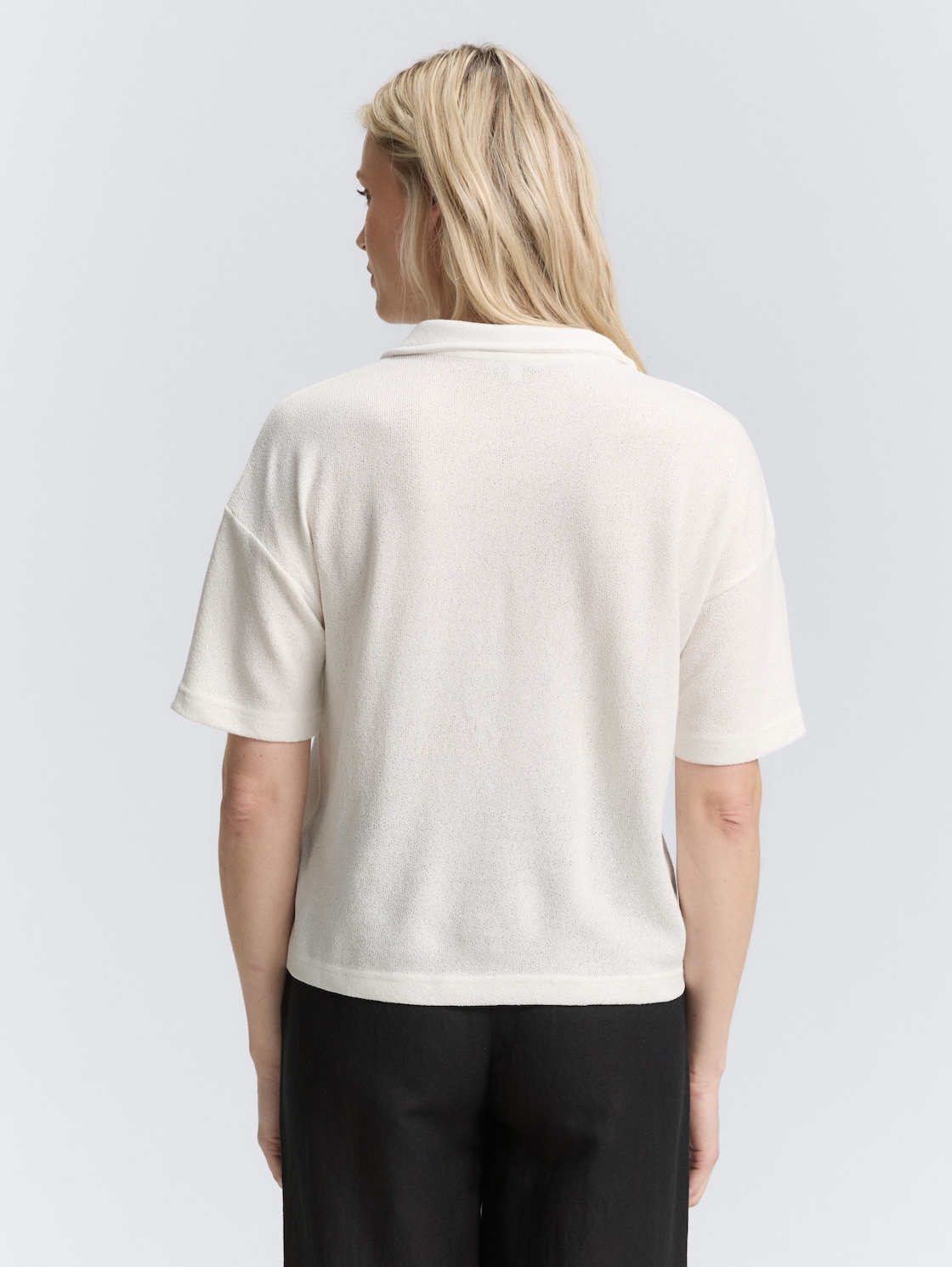 Thumbnail - TOM TAILOR Damen T-Shirt mit Polokragen, weiß, Uni, Gr. XL