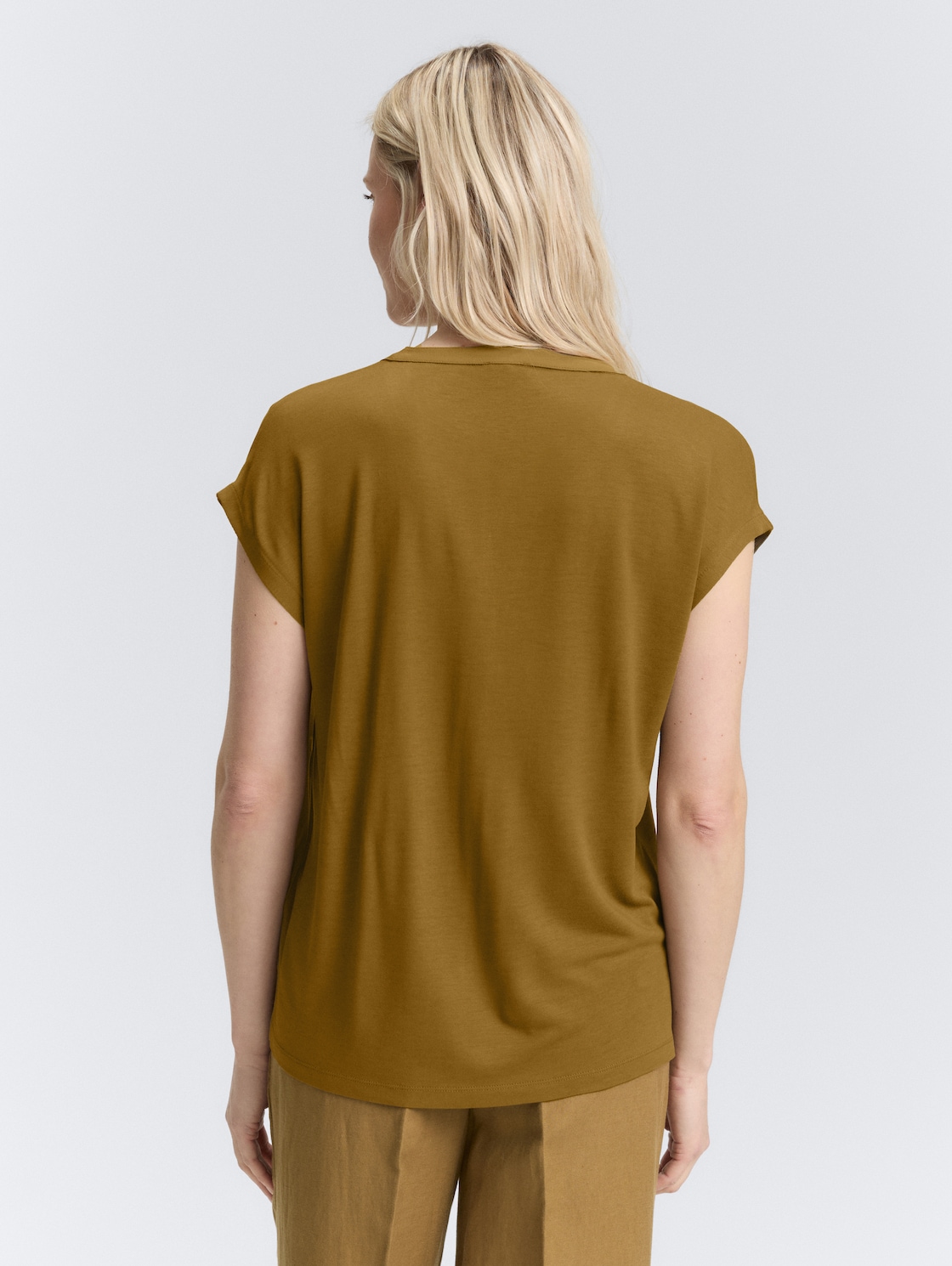 Thumbnail - TOM TAILOR Damen Blusenshirt im Material-Mix, grün, Uni, Gr. XS