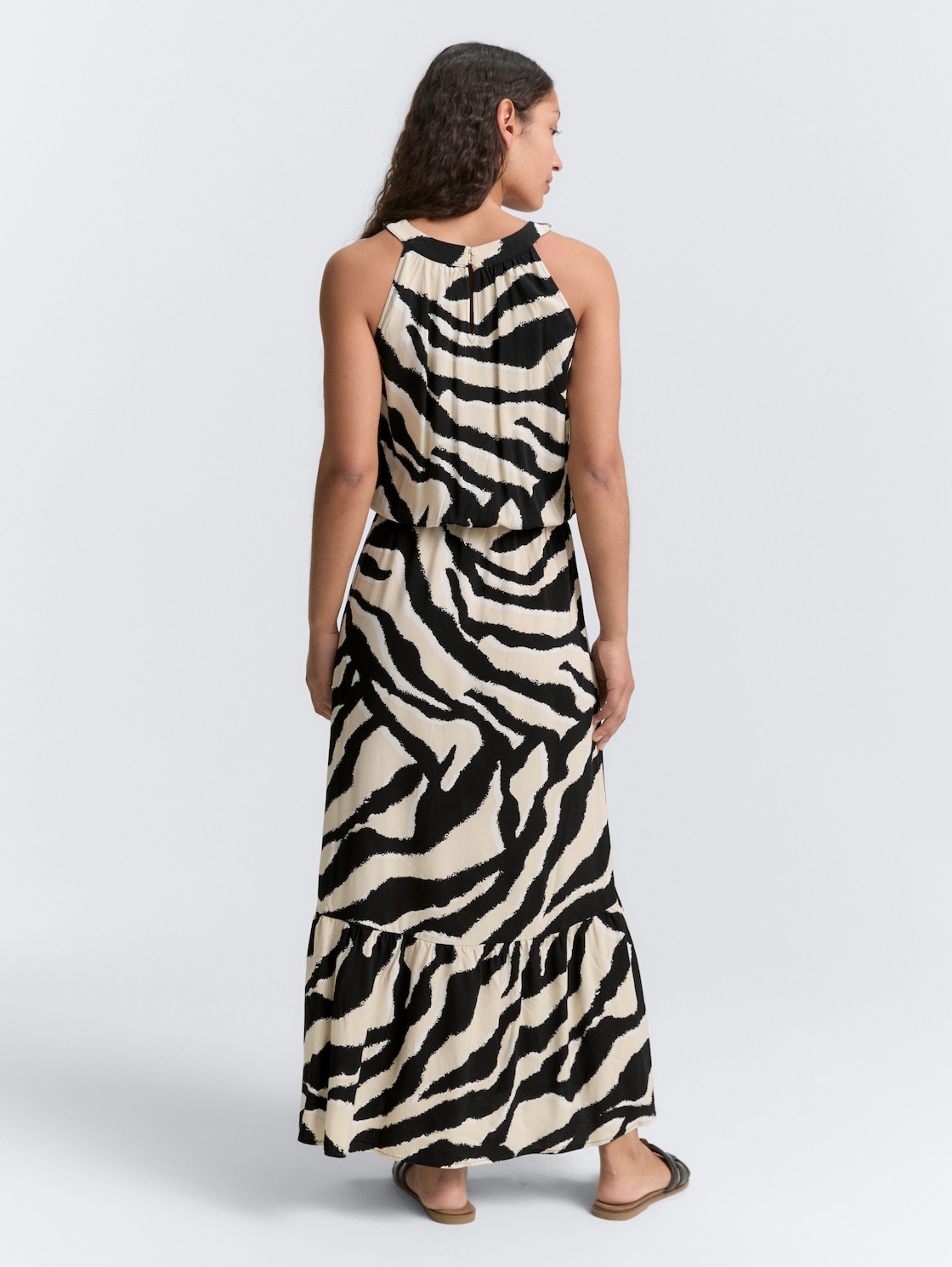 Thumbnail - TOM TAILOR Damen Neckholder Maxi-Kleid, braun, Gemustert, Gr. 46