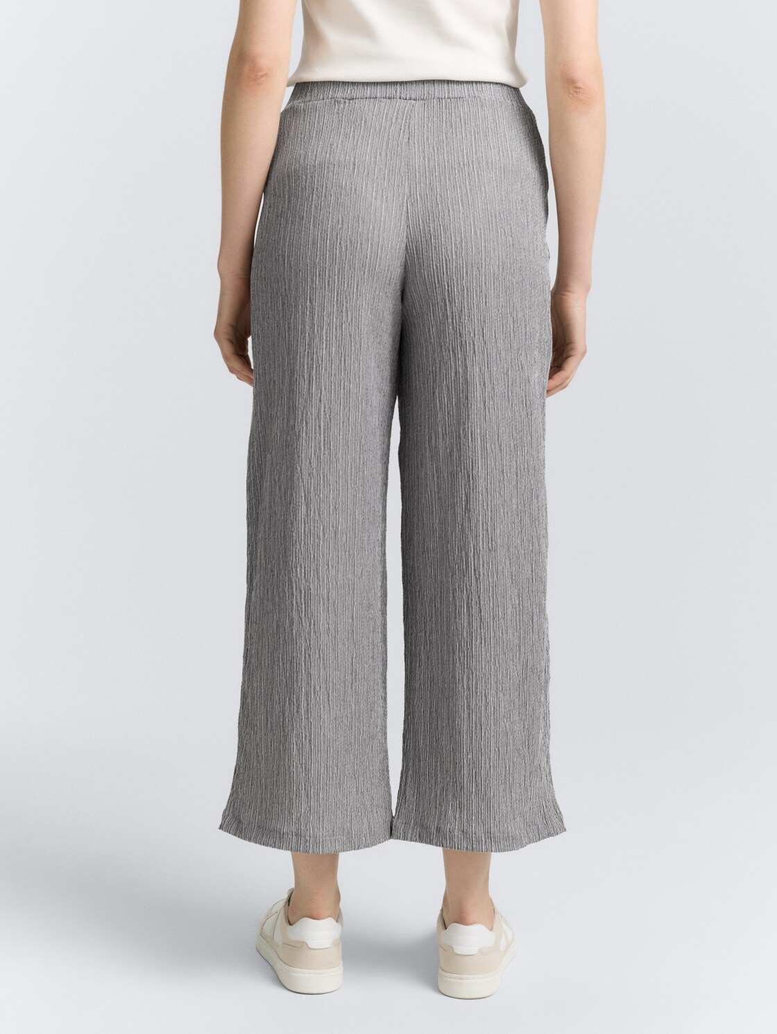 Thumbnail - TOM TAILOR Damen Crinkle Culotte Hose, schwarz, Gemustert, Gr. 38/28