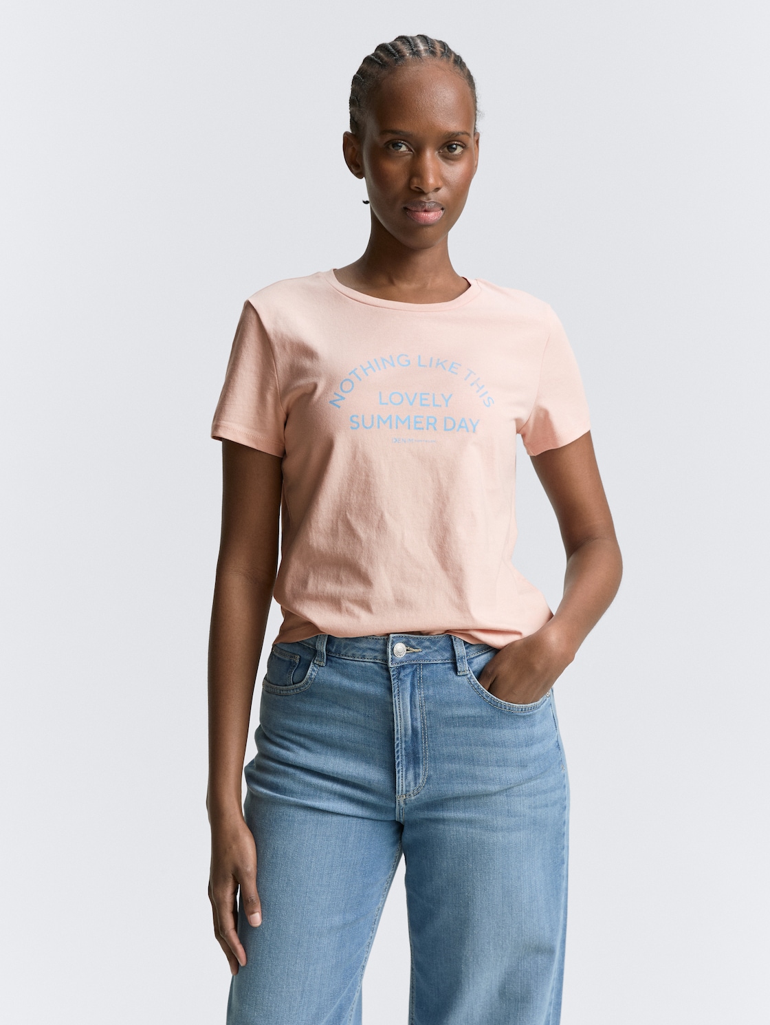 Thumbnail - TOM TAILOR DENIM Damen T-Shirt mit Print, rosa, Uni, Gr. M