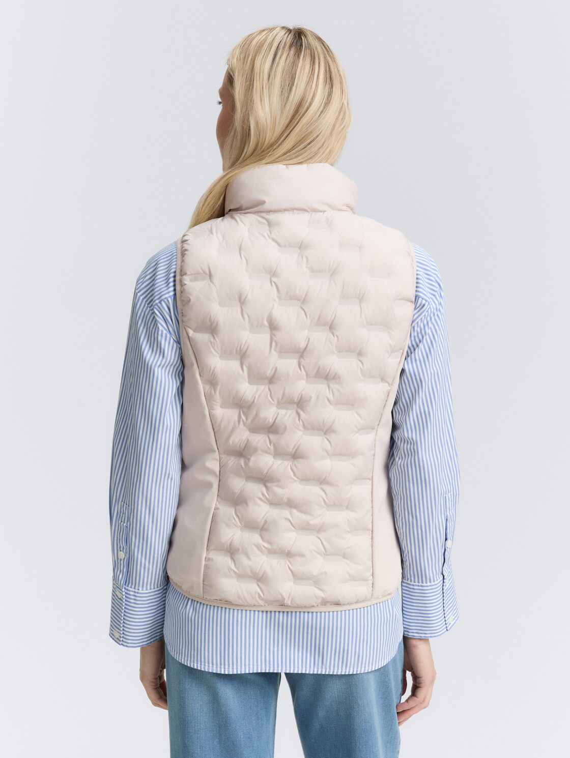 Thumbnail - TOM TAILOR Damen Lightweight Steppweste mit Stehkragen, weiß, Uni, Gr. L