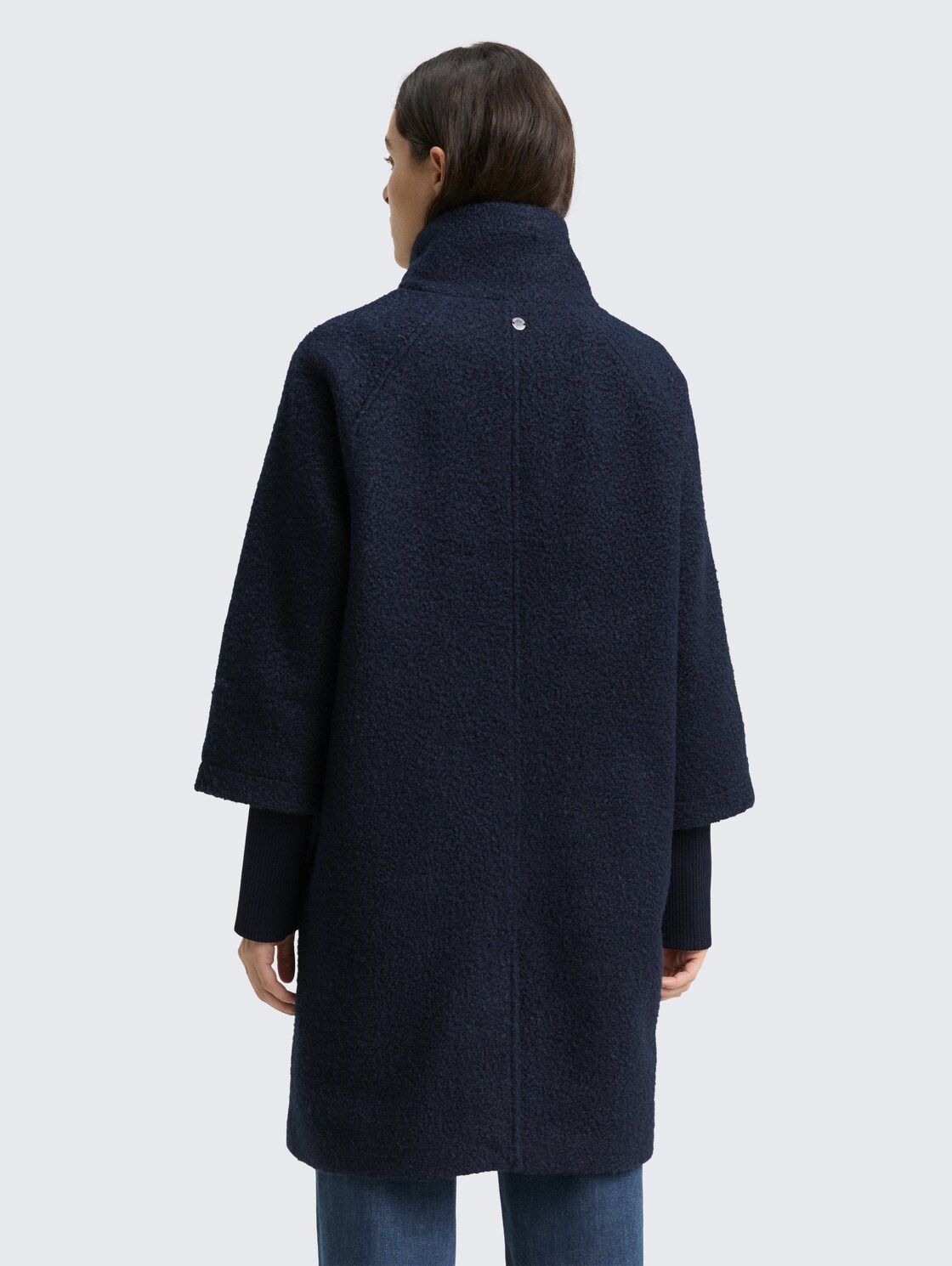 Thumbnail - TOM TAILOR Damen Bouclé Mantel mit Stehkragen, blau, Uni, Gr. S