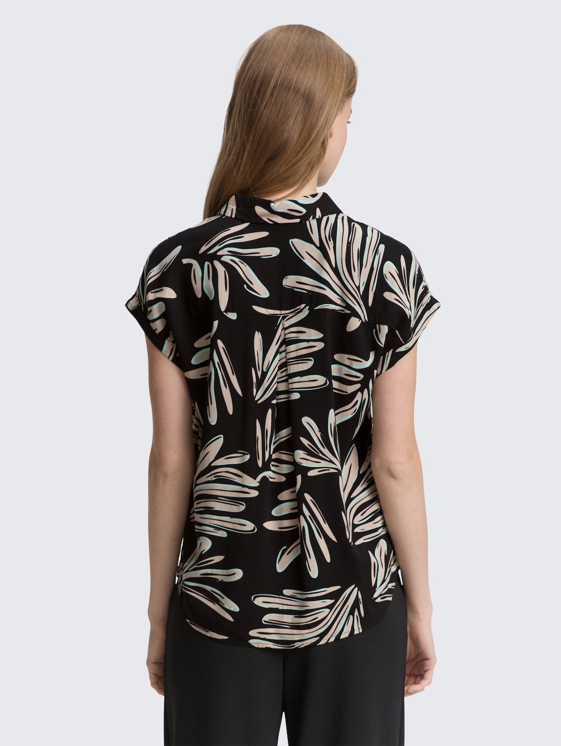 Thumbnail - TOM TAILOR DENIM Damen Bluse aus Viskose, schwarz, Gemustert, Gr. M