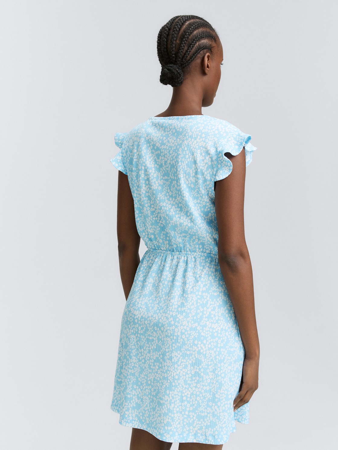 Thumbnail - TOM TAILOR DENIM Damen Mini-Kleid mit Muster, blau, Geblümt, Gr. S