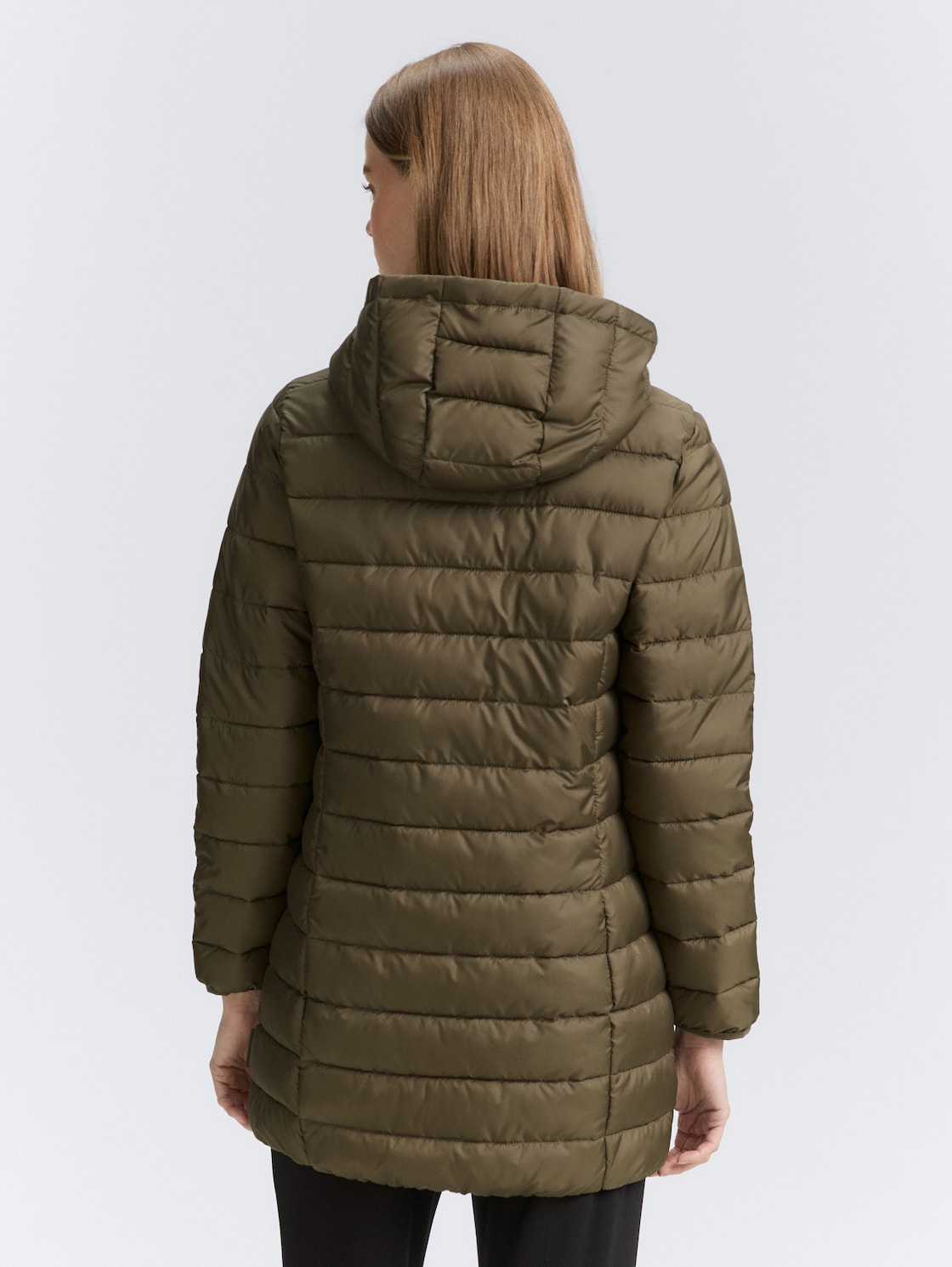 Thumbnail - TOM TAILOR DENIM Damen Lightweight Steppmantel mit Kapuze, grün, Uni, Gr. XS