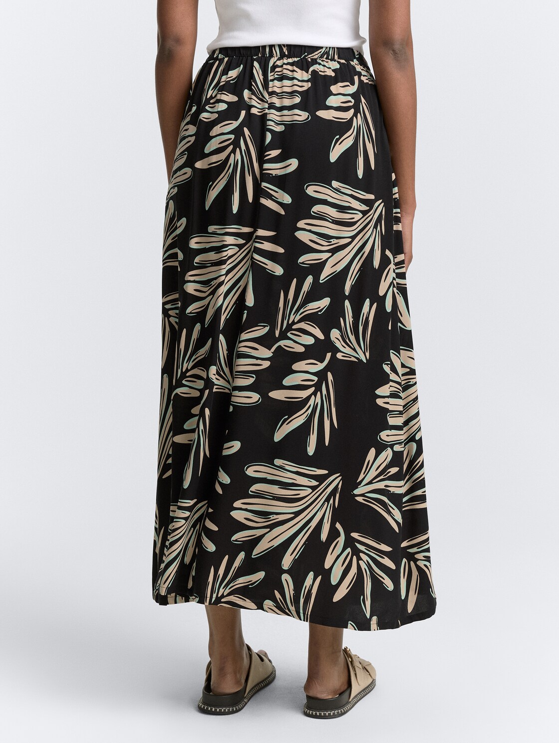 Thumbnail - TOM TAILOR DENIM Damen Maxi-Rock mit Eingriffstaschen, schwarz, Gemustert, Gr. XS