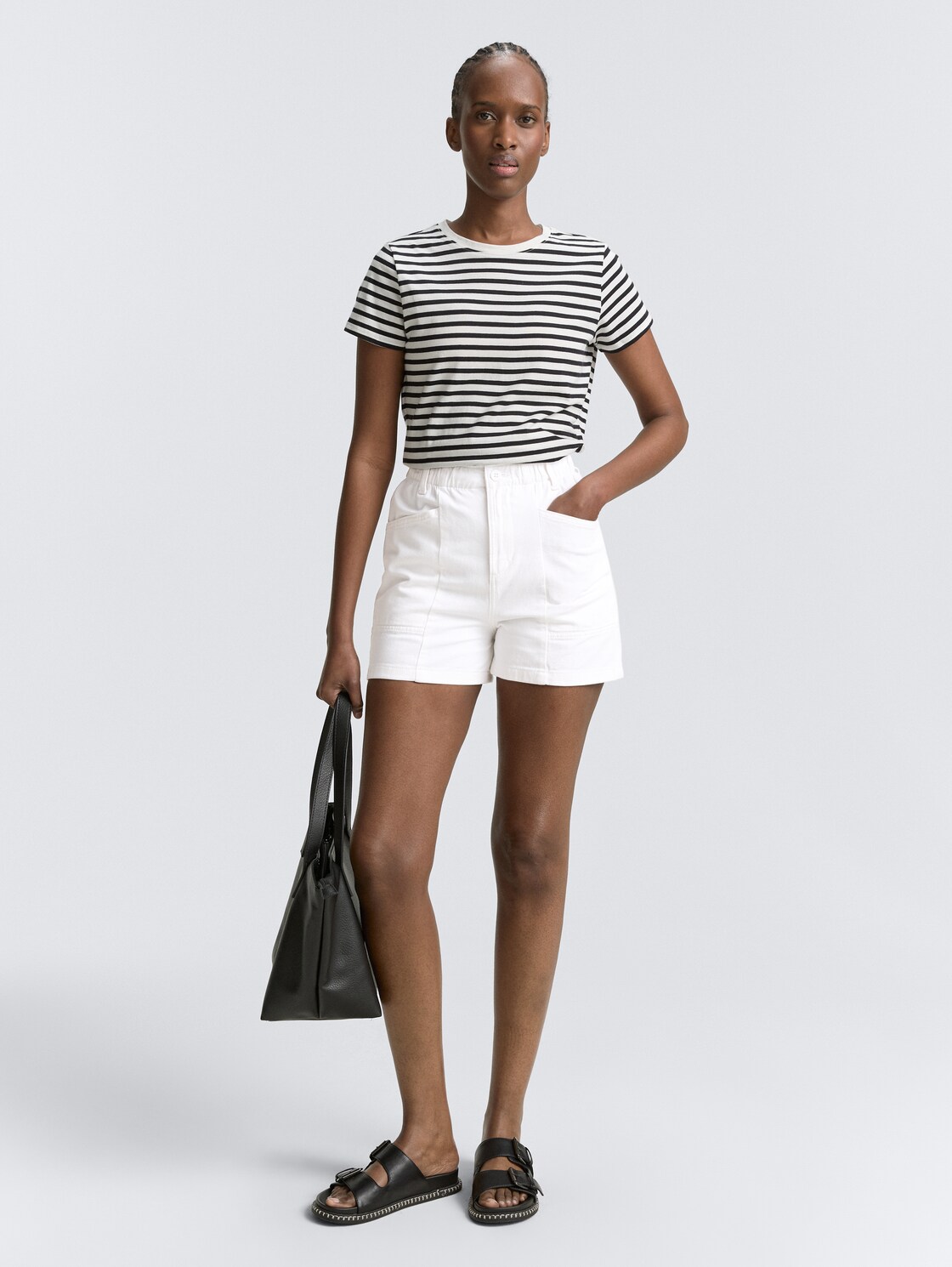 Thumbnail - TOM TAILOR DENIM Damen TTLINOU WIDE Jeans Shorts, weiß, Uni, Gr. L