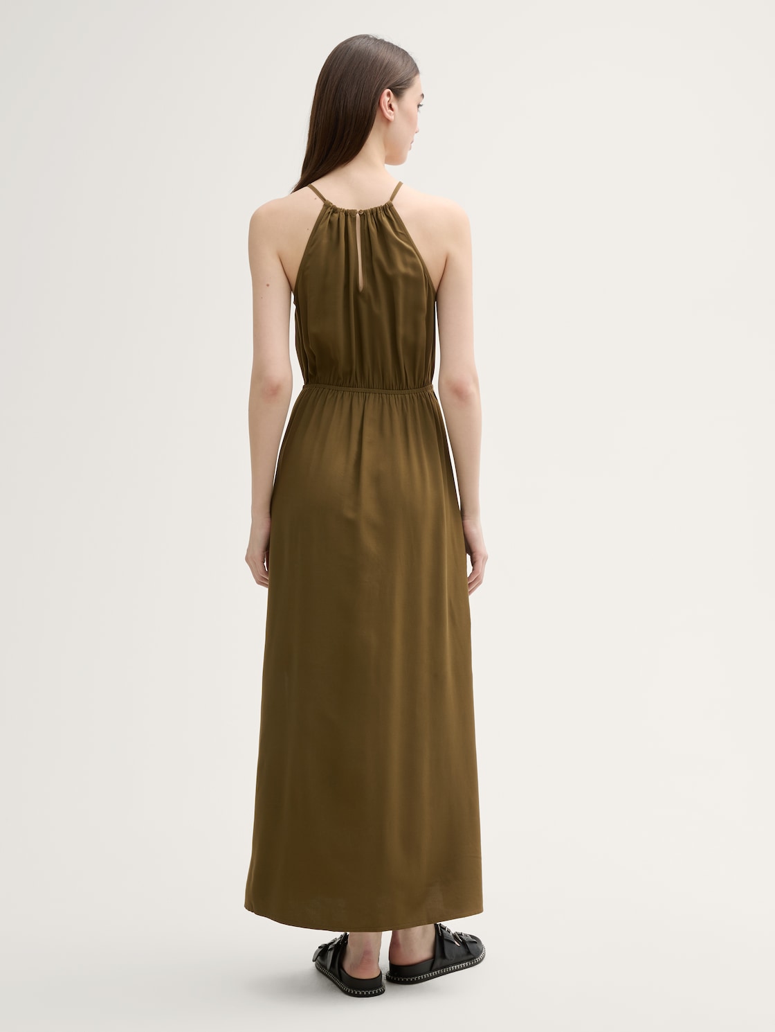 Thumbnail - TOM TAILOR DENIM Damen Neckholder Maxi-Kleid, grün, Uni, Gr. XXL