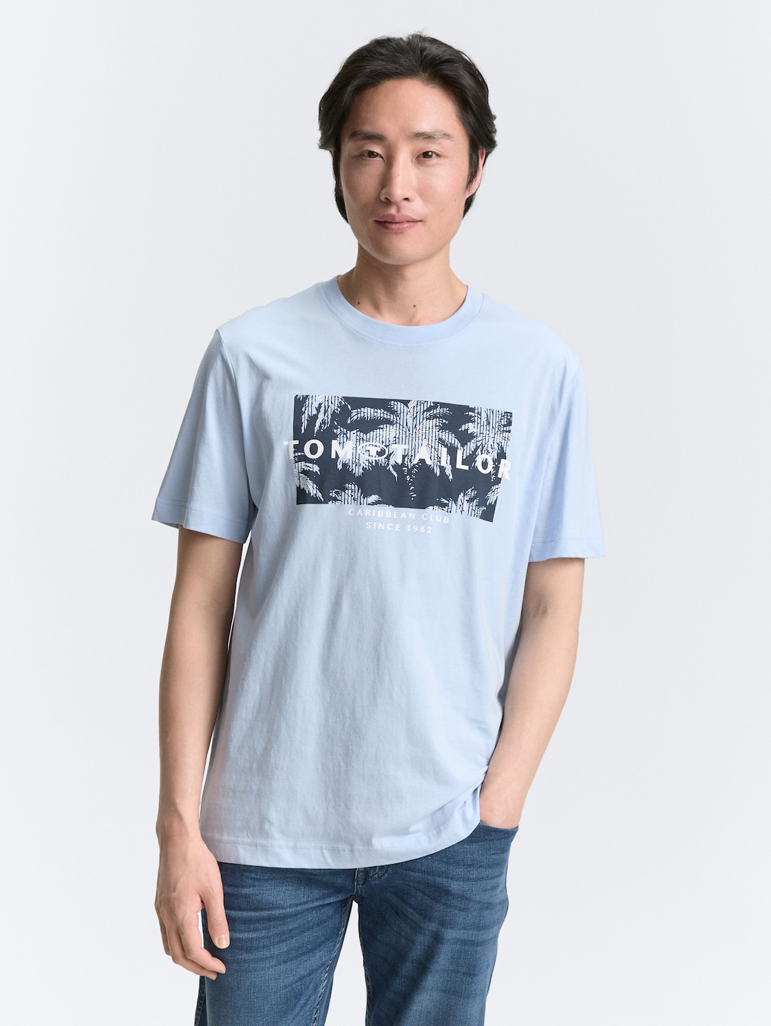 Thumbnail - TOM TAILOR Herren T-Shirt mit Print, blau, Uni, Gr. XXXL
