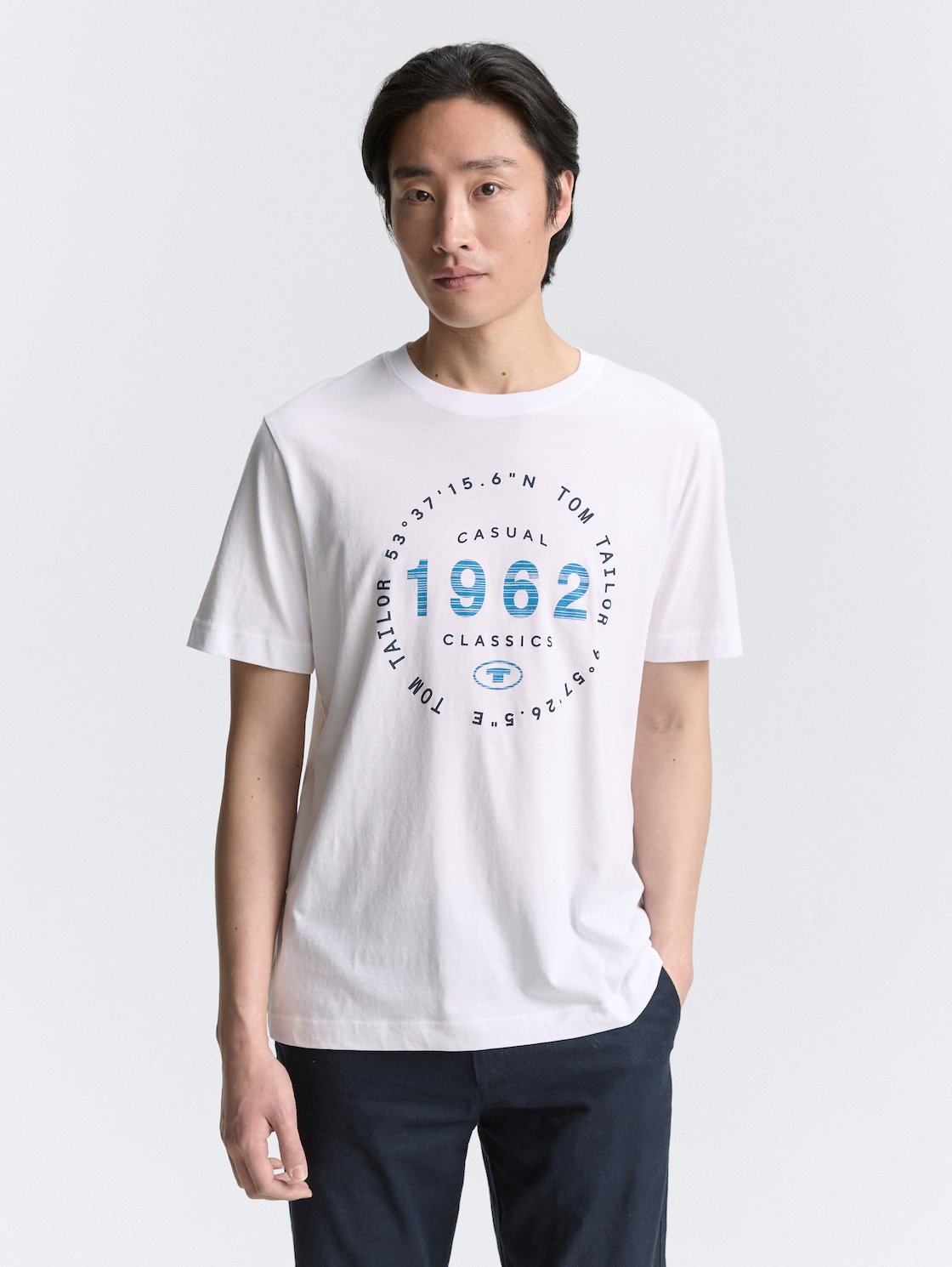 Thumbnail - TOM TAILOR Herren T-Shirt mit Logo-Print, weiß, Uni, Gr. M