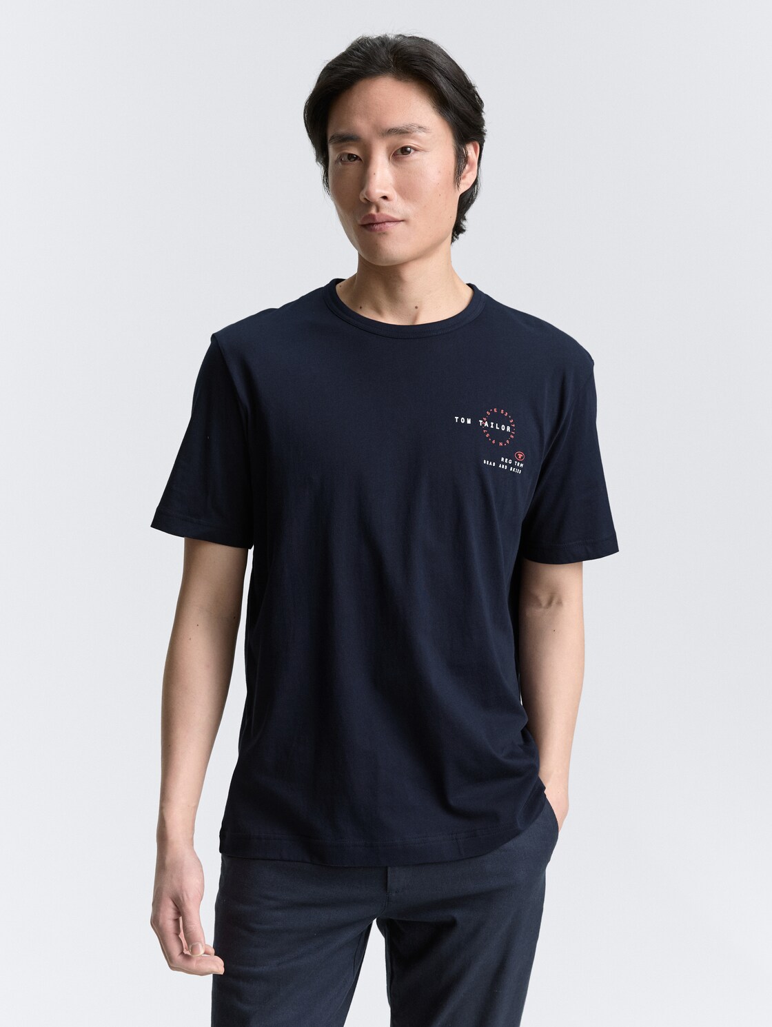 Thumbnail - TOM TAILOR Herren T-Shirt mit Print, blau, Uni, Gr. S